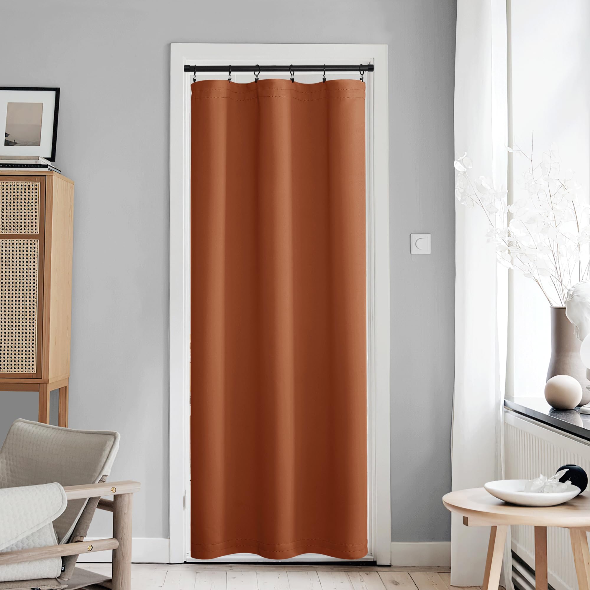 NICETOWN French Door Curtain, Thermal Insulated, Room Darkening Door Curtain, Rod Pocket, Noise Reducing Single Door Panel, 107.7 x 203.2 cm, 1 Panel