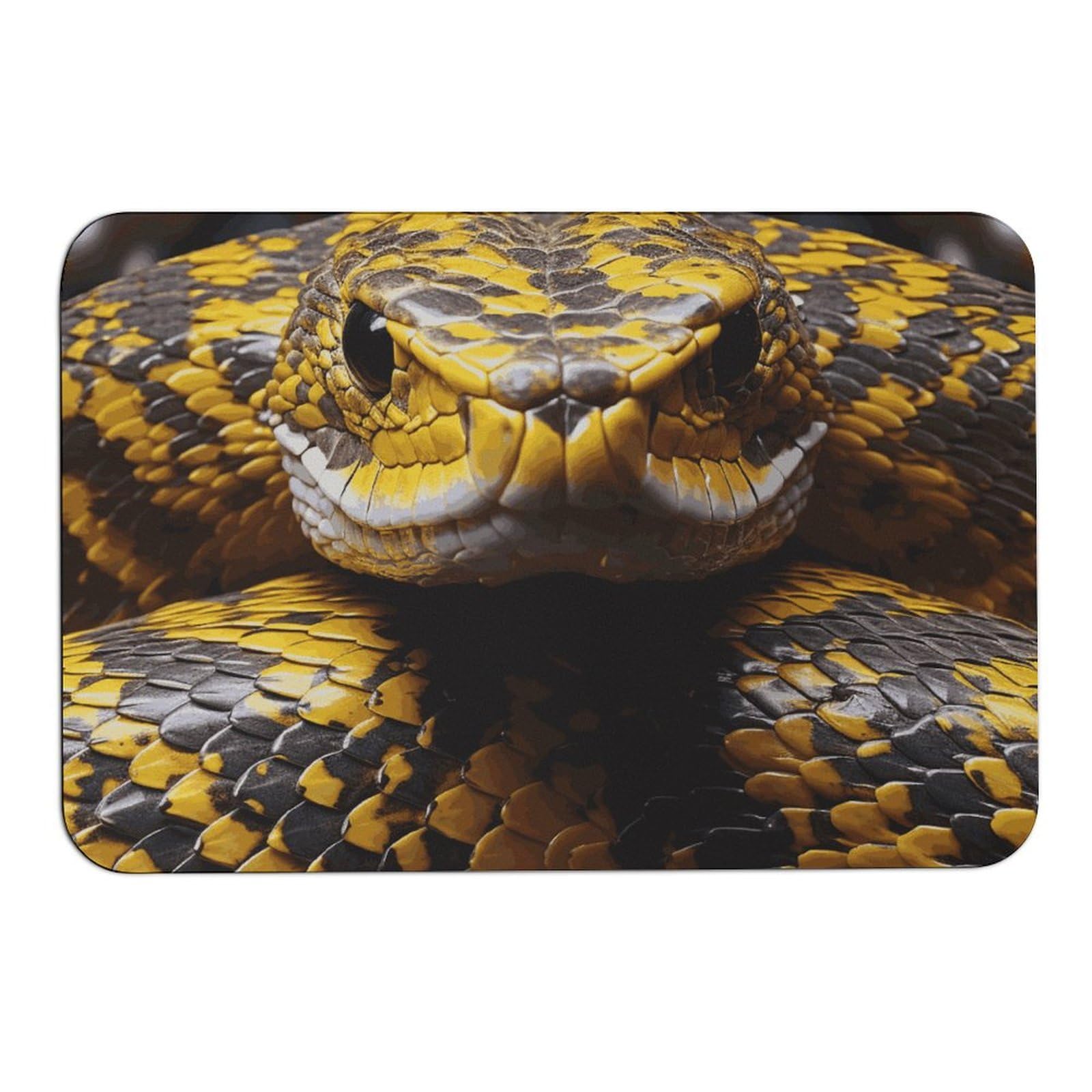 Tapis absorbant haut de gamme motif serpent jaune : élégance et confort antidérapant