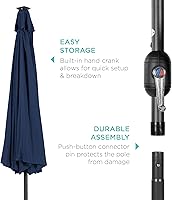 Vista 6 de Best Choice Products 10ft Solar Polyester LED Lighted Patio Umbrella wTilt Adjustment and UV-Resistant Fabric