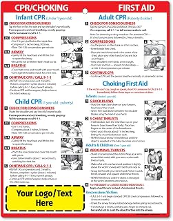 Safety Magnets by ZOCO – 100-Pack Custom CPR & Choking First Aid Magnet – 8.5"x11" Laminated Cards – Personalized with Logo – Branded Safety Handout for Healthcare, Community Outreach