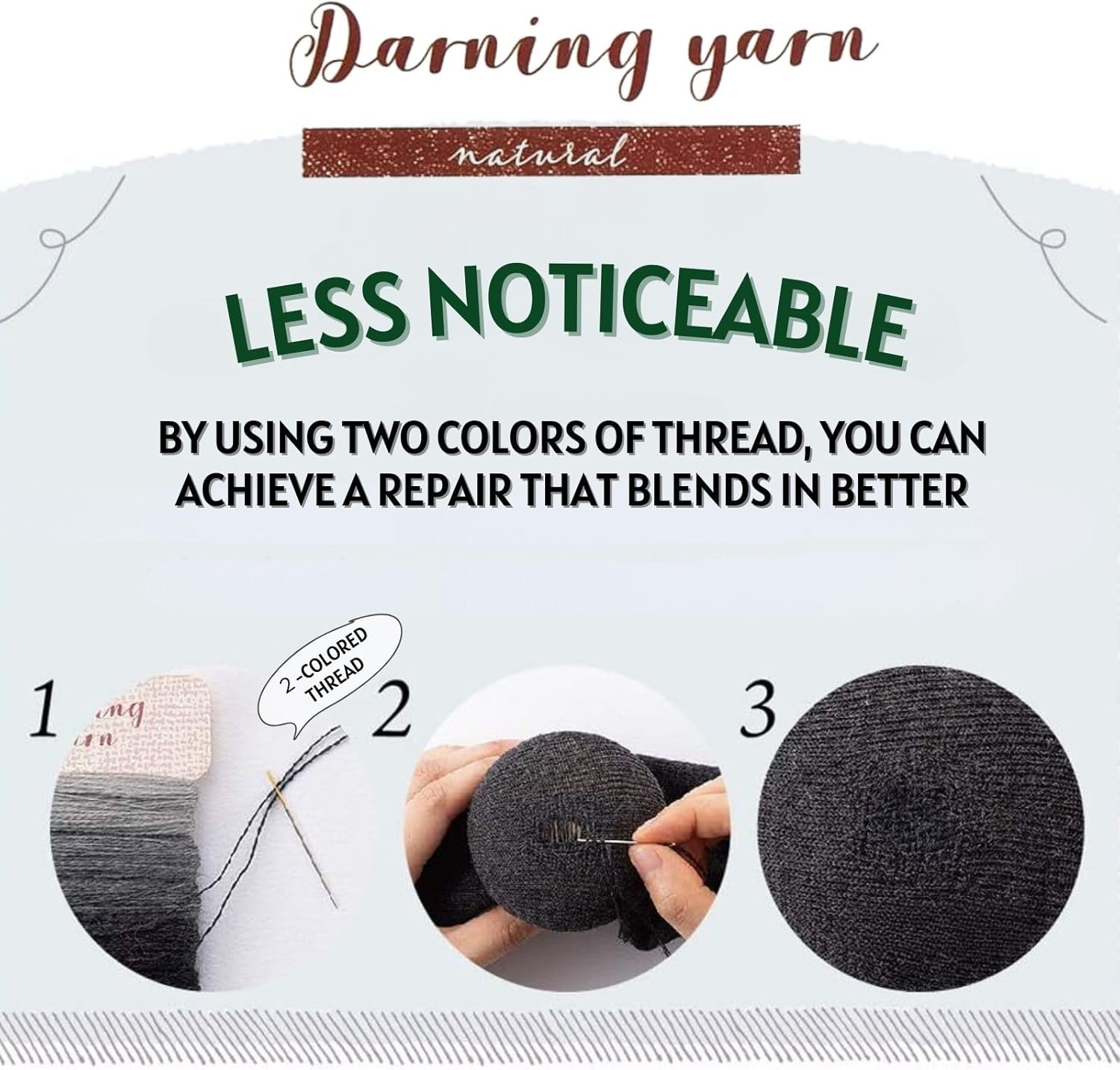 Clover Darning yarn 4 basic colors and sticky note set (5 monochrome colors 57-205, 5 gray colors 57-206, 5 beige colors 57-207, 5 navy colors 57-208)