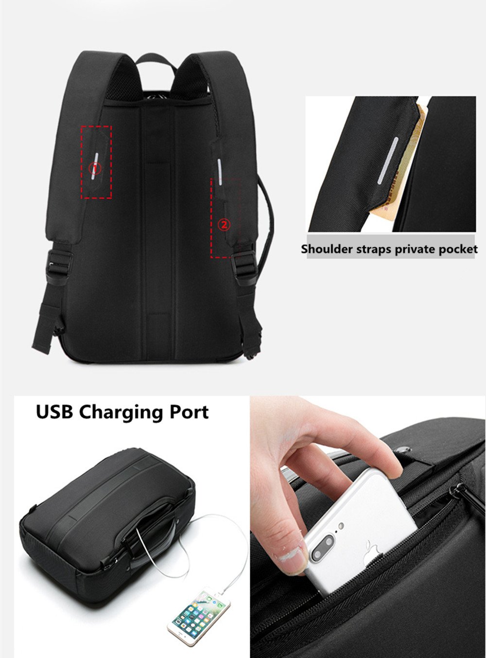 Mochila Para Hombre Mochila Para Laptop Con Puerto De Carga USB Y