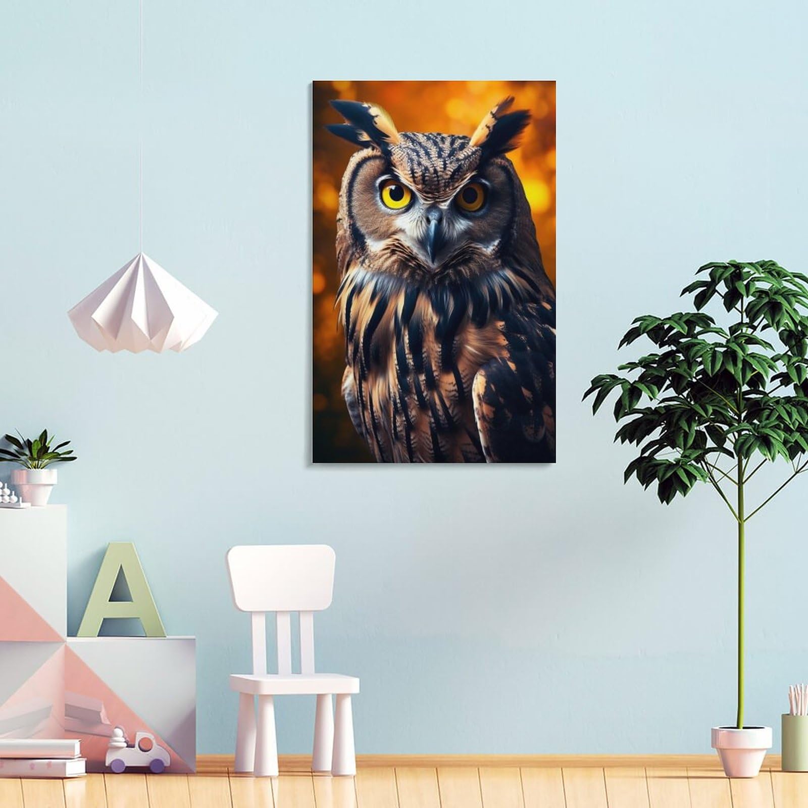 Amazon.co.jp: 絵画 フクロウインテリア 絵画 動物のクローズアップ