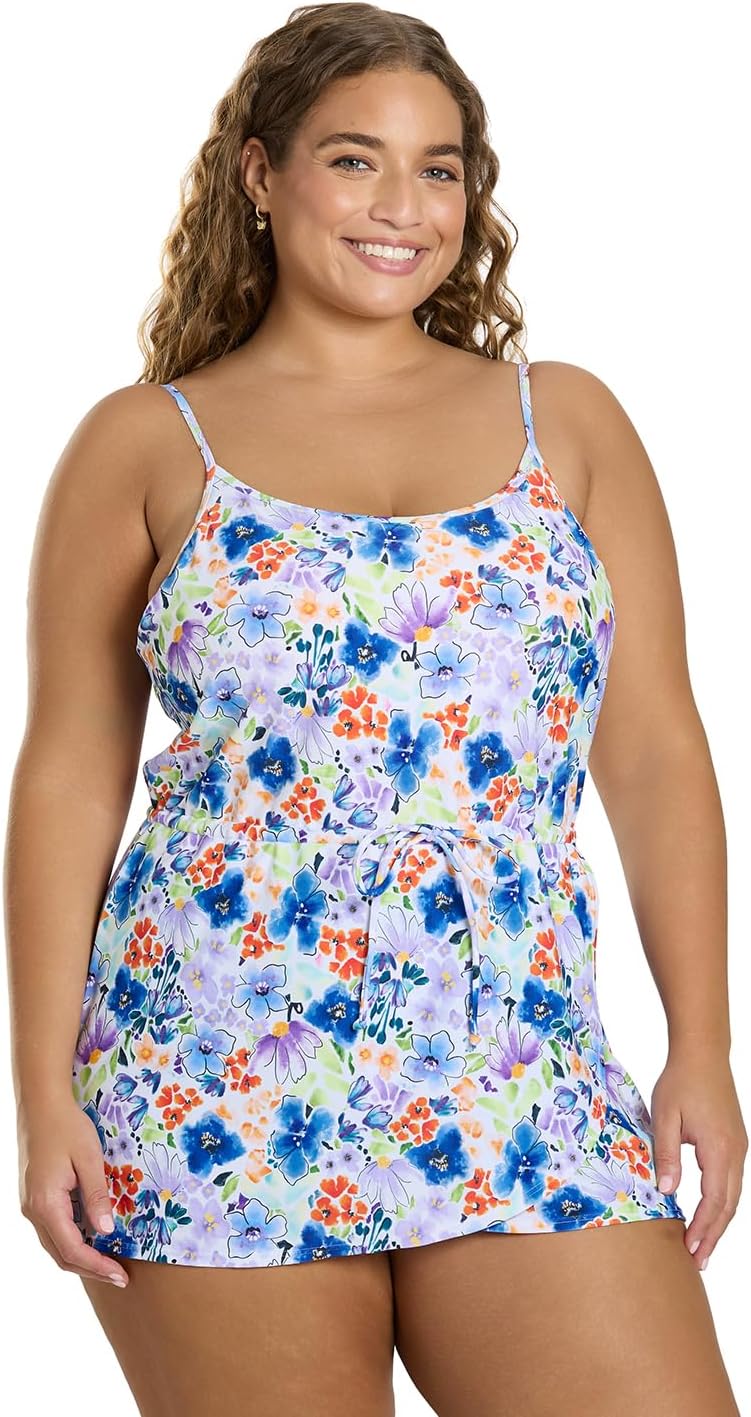Sporti Plus Size Starlet Solid Tummy Control Swim Dress