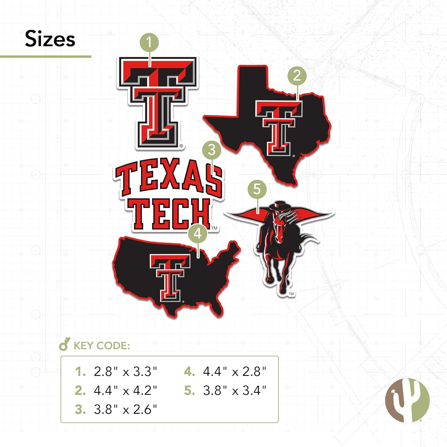 Desert Cactus Texas Tech University Sticker TTU Red Raiders Sticker Vinyl Decals Laptop Water Bottle Car T2 (Type 2-3) - Image 3
