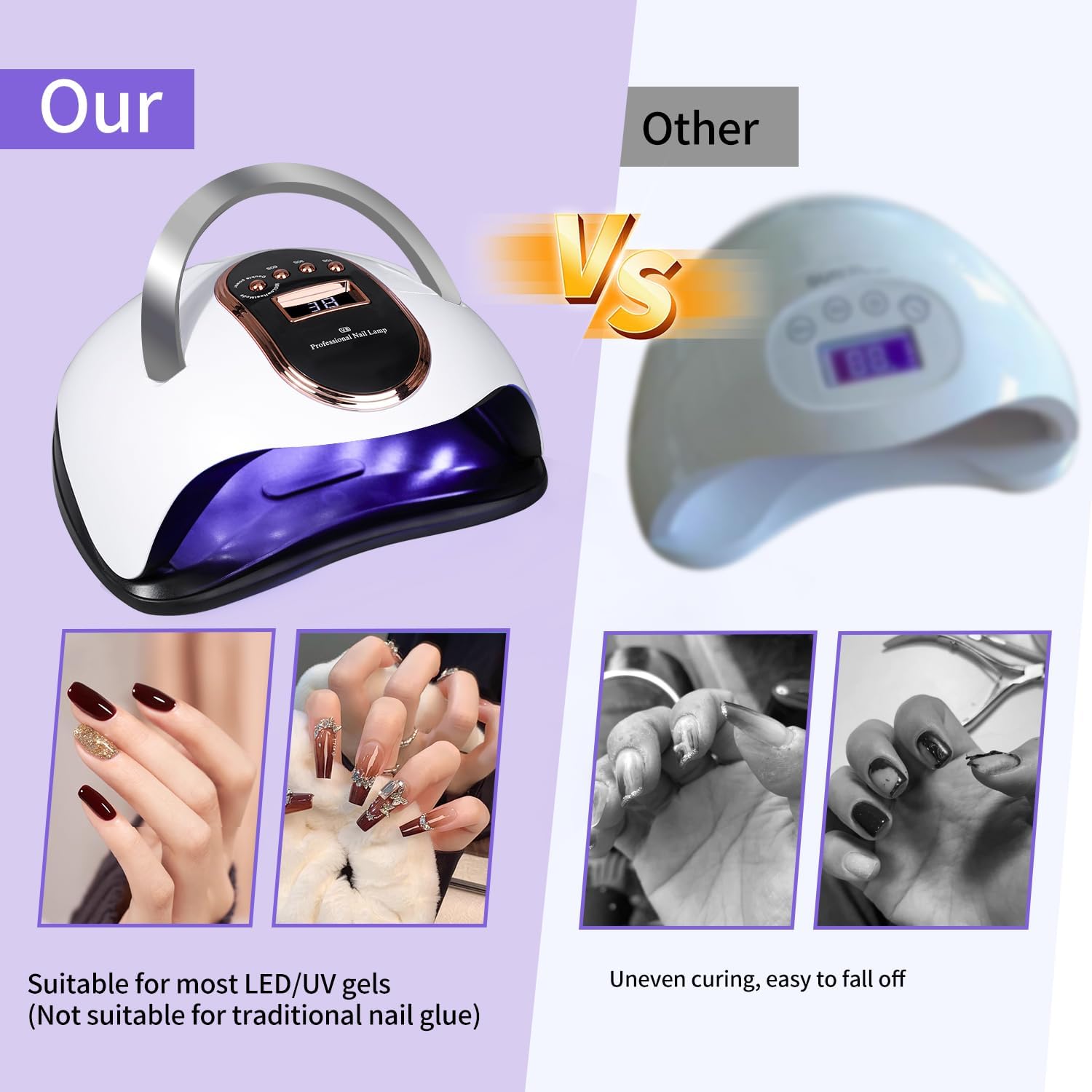 168W Professional UV/LED Light Nail Lamp for Gel Polish with 4 Timer Settings, Smart Sensor, Sleek Portable Handle & Detachable Base, Fast Curing for Salon & Home Use