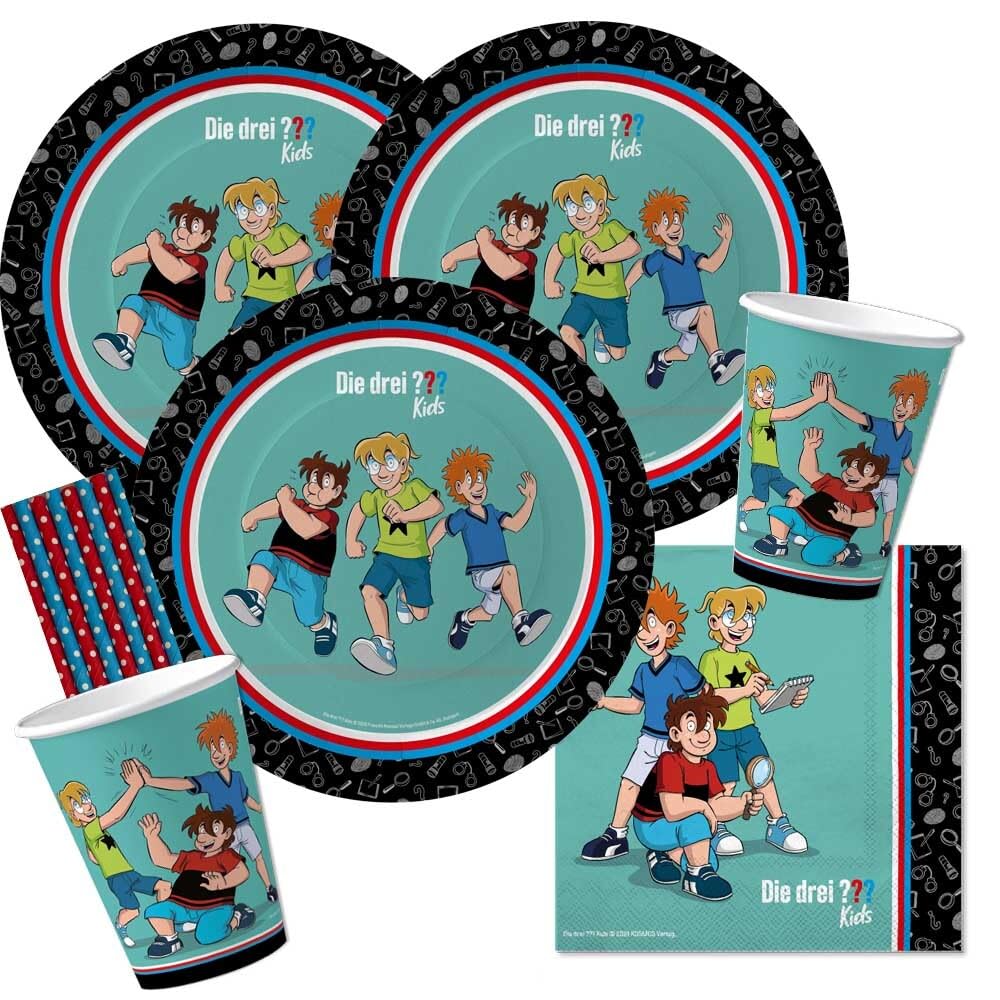 78-teiliges Party-Set - Drei Fragezeichen ??? Kids - Detektive - für 8 Kinder