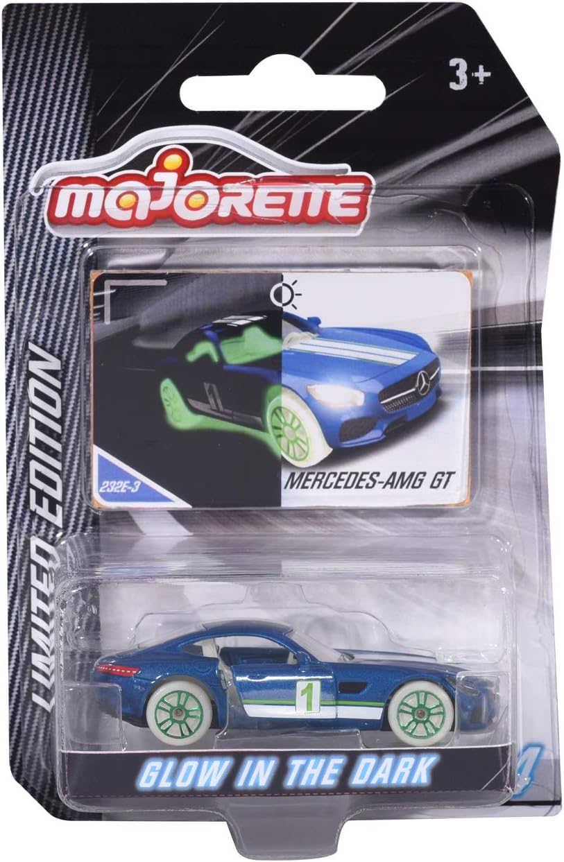 Dickie Majorette 212054014 Limited Edition Glow In The Dark 4 Mini Vehicle Collector Card Jar Tank 6 Different Models, die-cast, 7, 5 cm