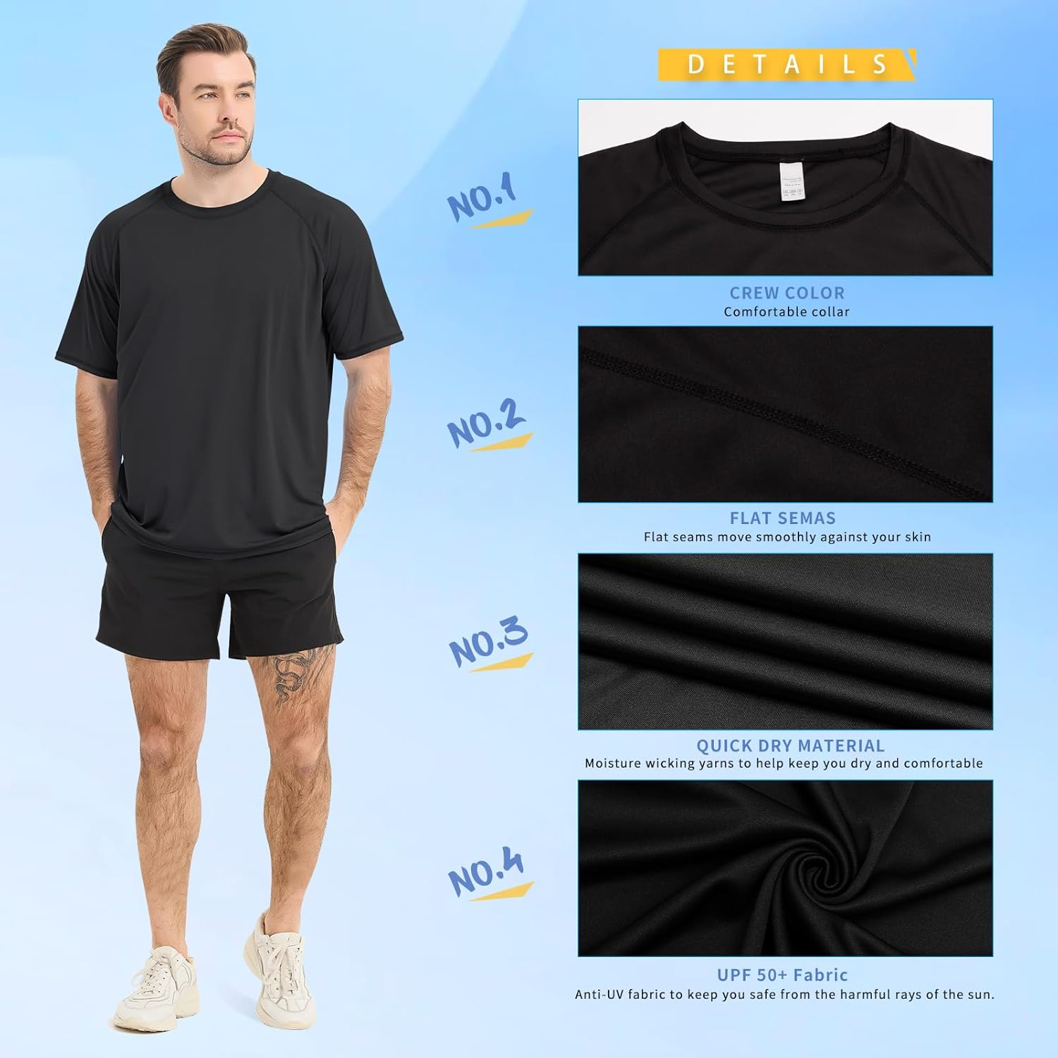 Sun Protection T-Shirts Short Sleeve Athletic Shirts for Men Quick Dry UPF 50+ Workout for Running Fishing Hiking - Image 5