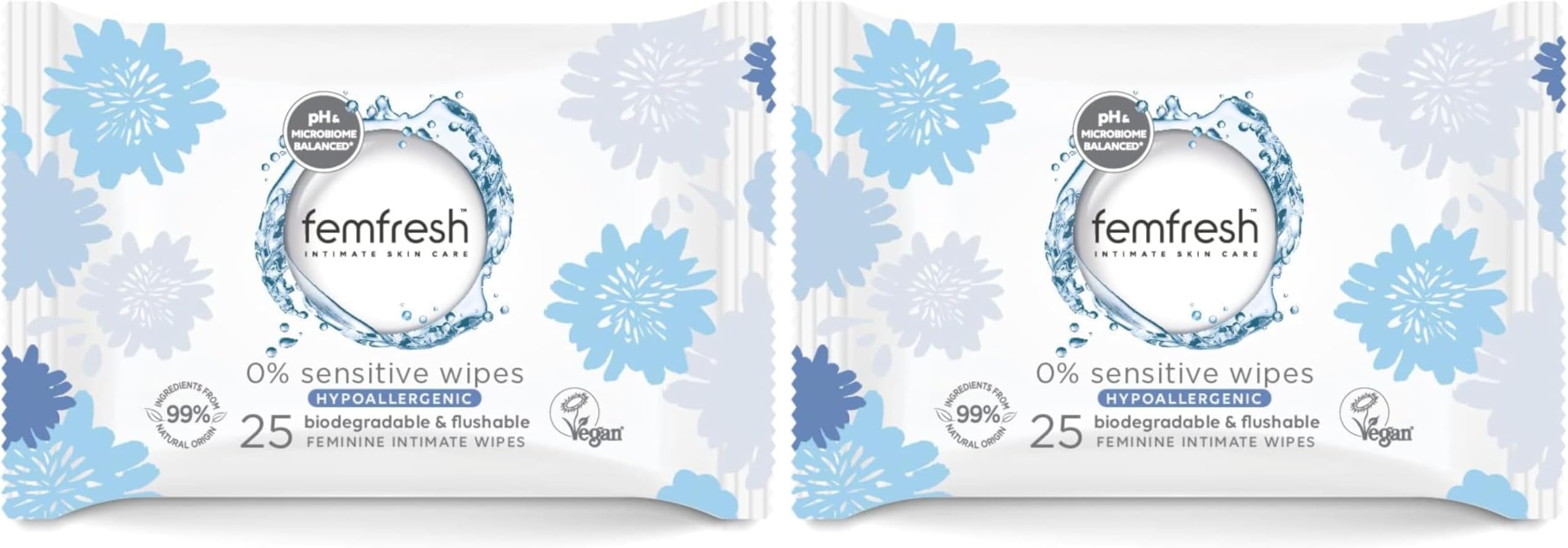 Intimate Skincare 0% Sensitive Hypoallergenic Wipes, Pack of 50