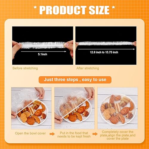 Miniatura 2 de Crtiin 1000 fundas desechables para tazones, cubiertas de plástico para platos para alimentos con envoltura elástica de plástico para alimentos para