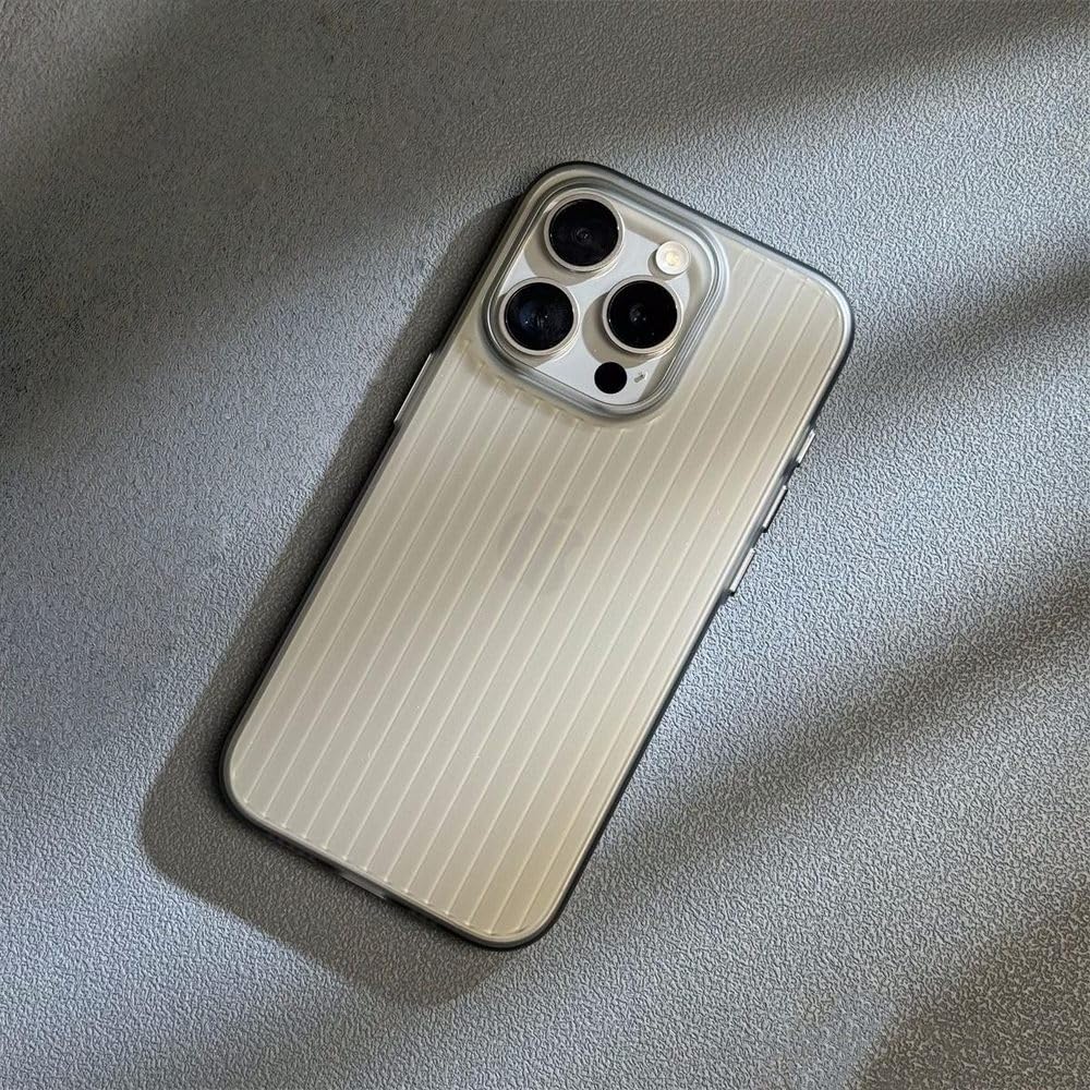 Coque à rayures plaquées de luxe pour iPhone 16 et 17 Pro Max finition mate