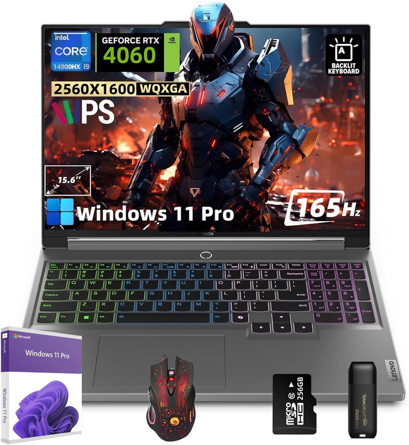 Legion 5i Gaming Laptop - 16" WQXGA 165Hz Display, Intel 24-Core i9-14900HX, GeForce RTX 4060, Wi-Fi 6E, RGB Backlit Keyboard, Win 11 Pro w/JAWFOAL Accessories(32GB RAM, 1TB SSD)