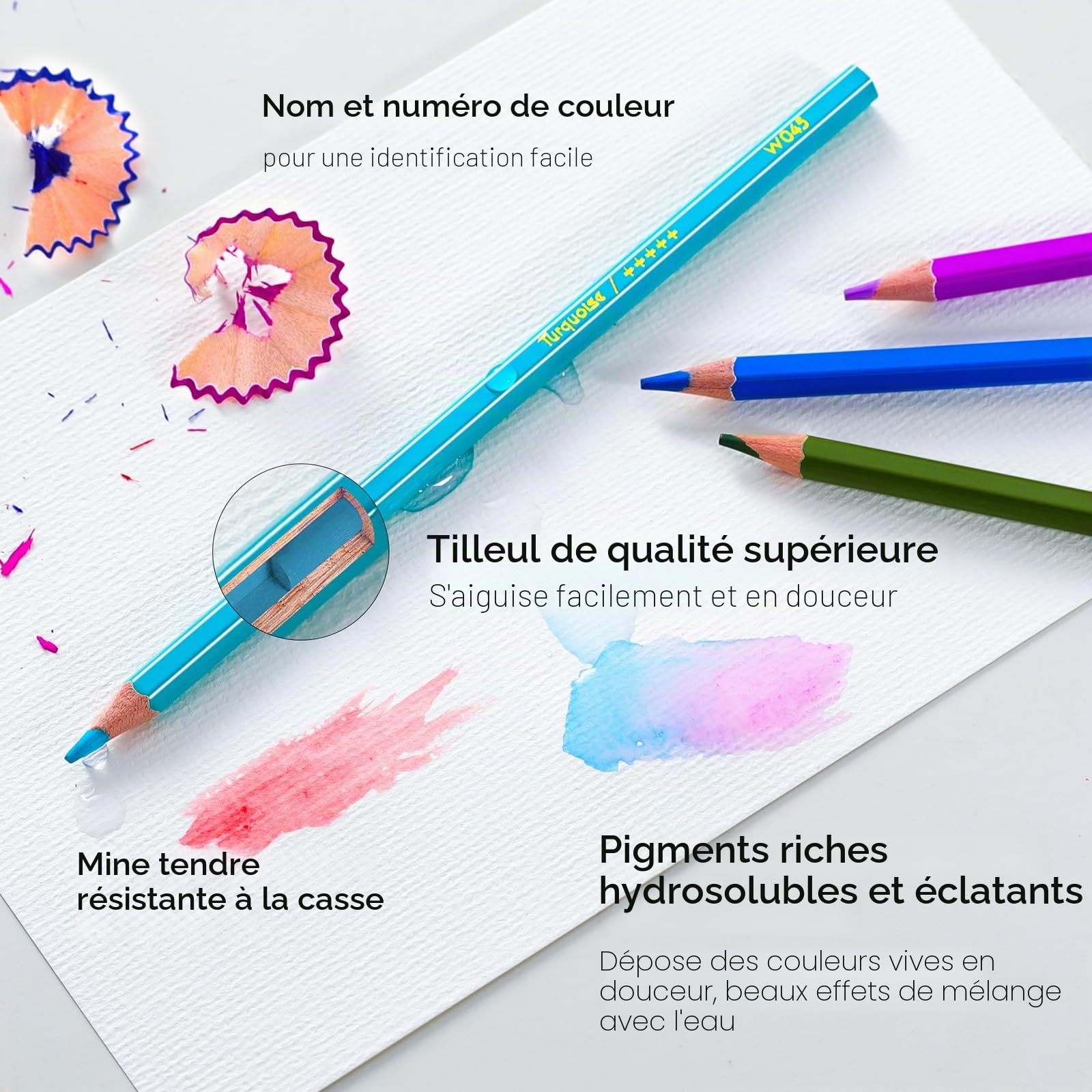 KALOUR PDAS 72 Crayons Aquarelle Professionnels, Collection Studio d'Artiste, Prédécoupés, Texture Ferme, Solubles à l'Eau, Cadeaux de Vacances Idéaux pour Adultes ou Adolescents