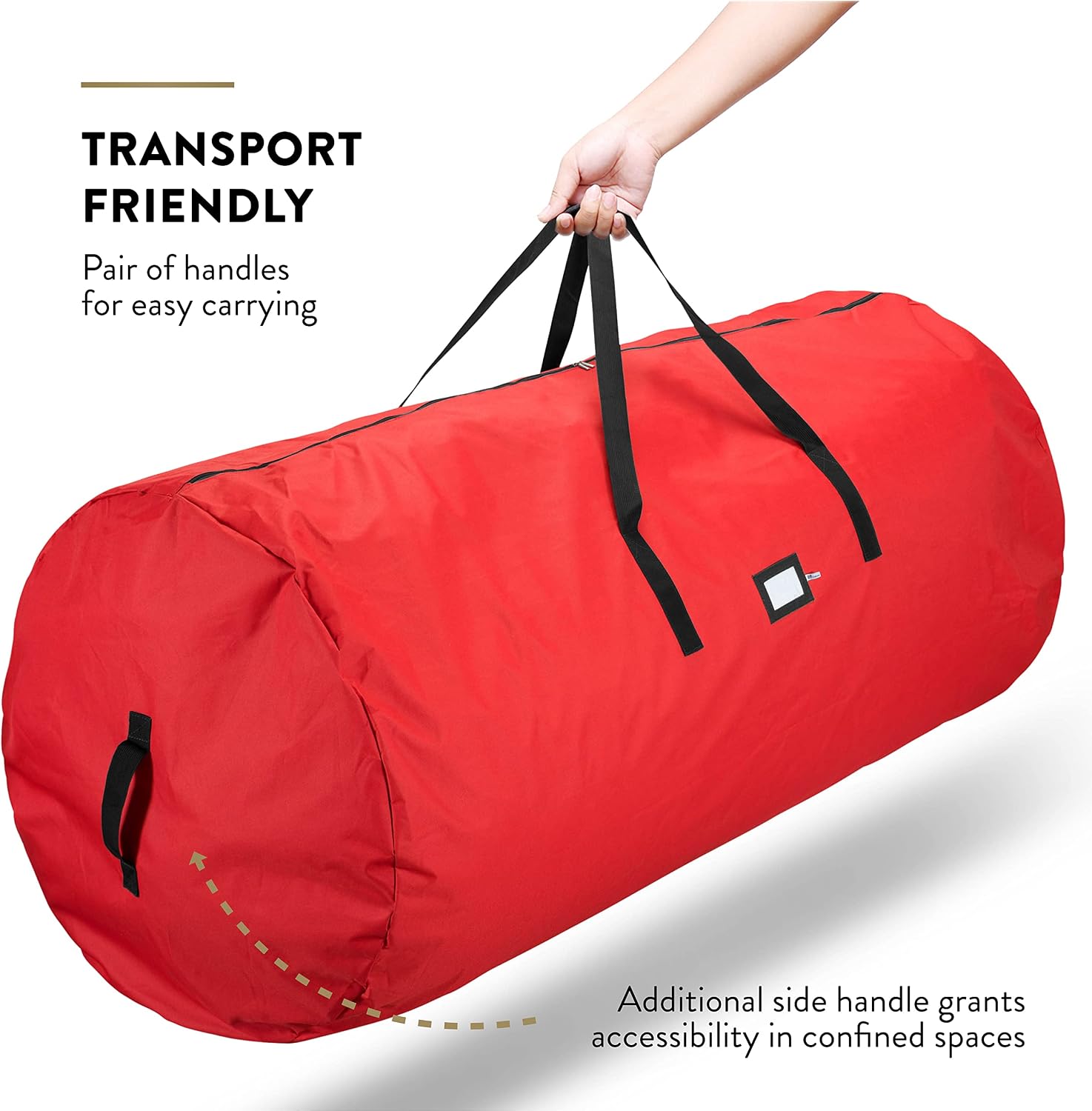 Zober Premium Large Christmas Tree Storage Bag - Fits Up to 7.5 ft. Tall Artificial Disassembled Trees, Durable Handles & Sleek Dual Zipper - Holiday Xmas Bag Made of Tear Proof 600D Oxford - (Red)