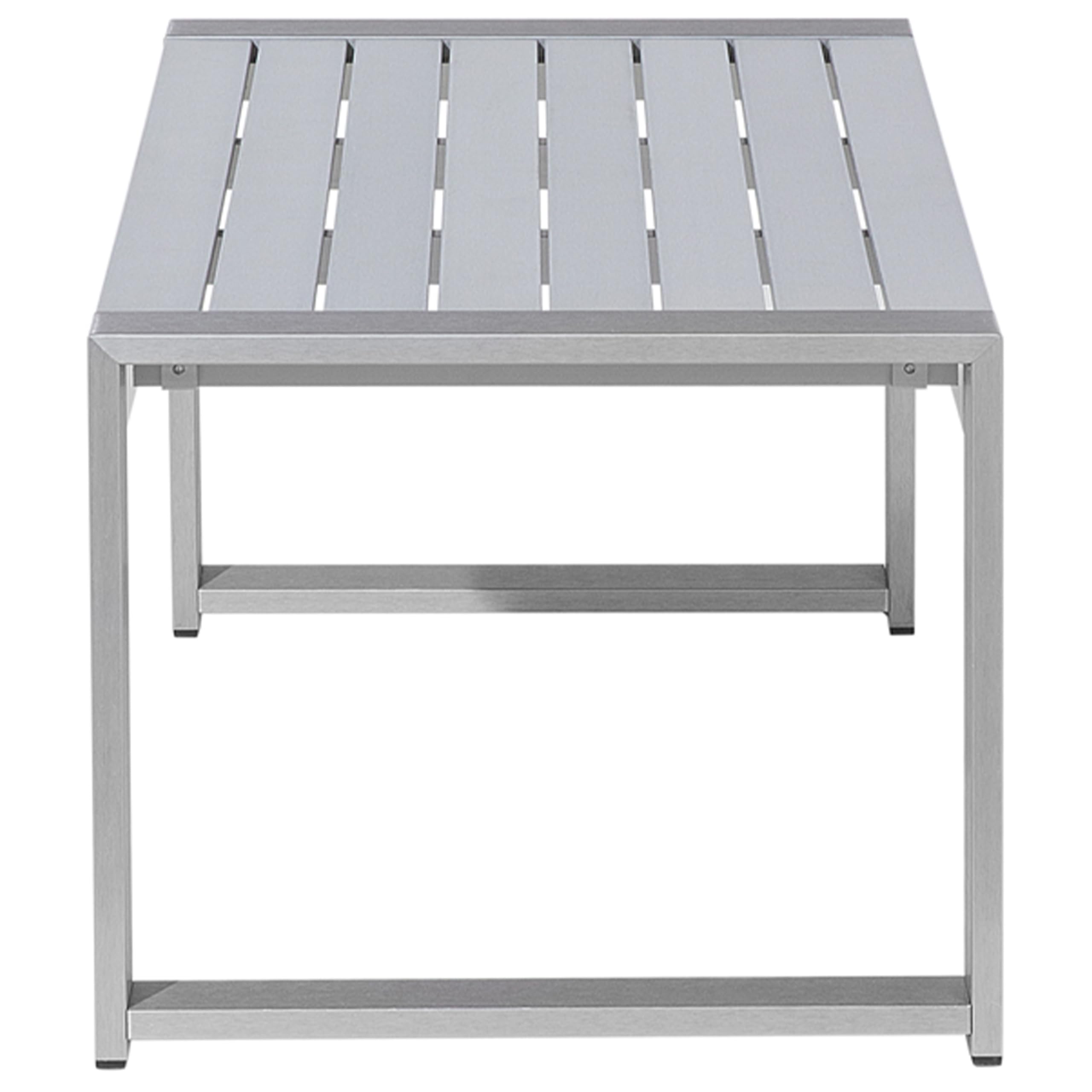 Ogrodowy stolik kawowy metalowa aluminiowa rama 90 x 50 cm jasnoszary Salerno