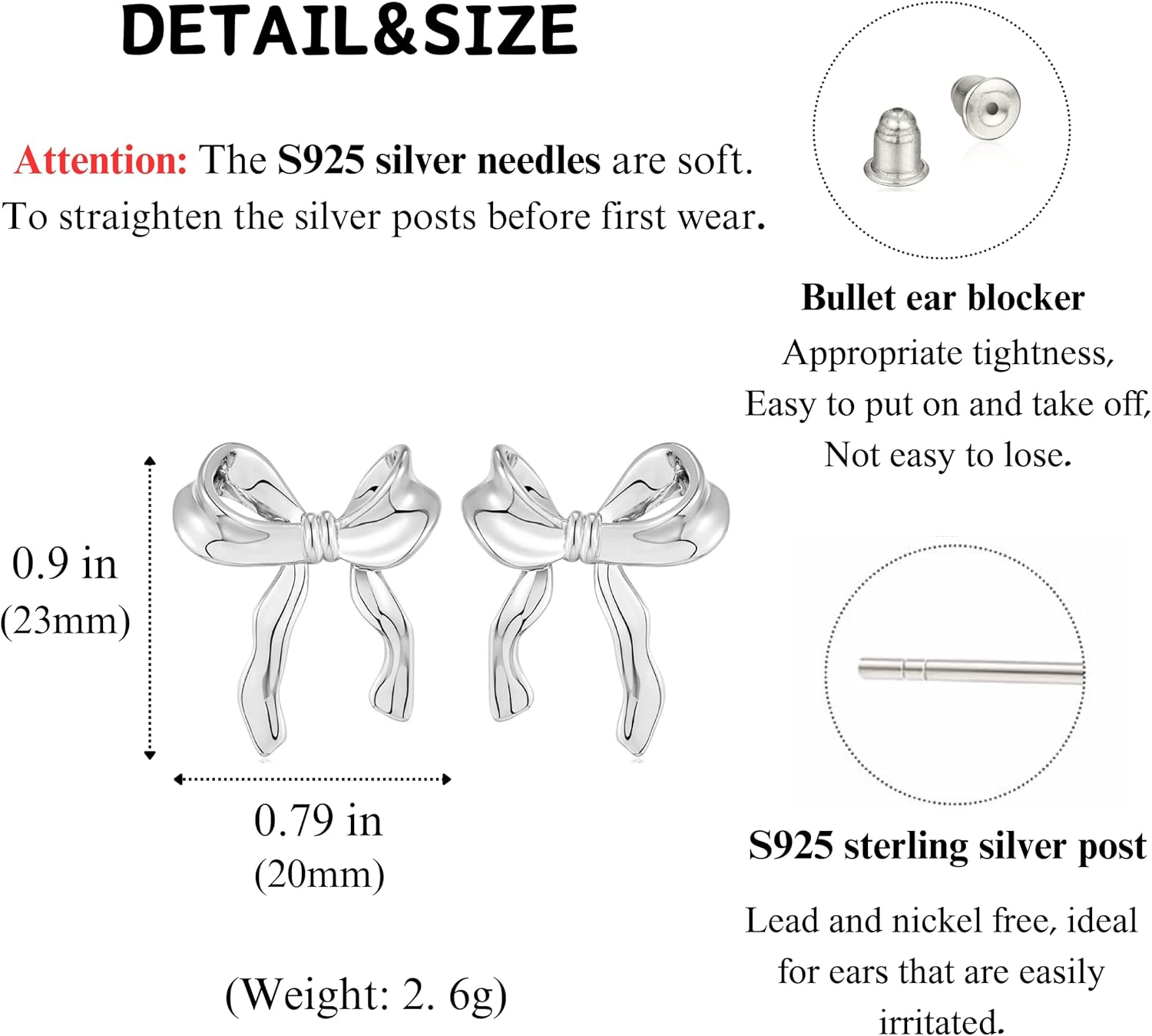 BLISI Gold Bow Earrings Silver 925 Sterling Silver Post Bow Stud Earrings Gold Dangle Bow Earrings Gold and Silver Bow Earrings for Women Hypoallergenic - Image 2