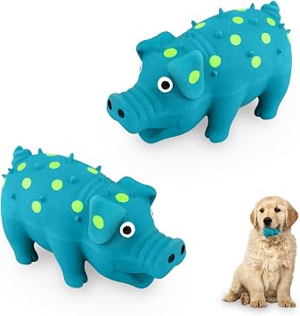 WishLotus Natural Latex Dog Squeak Toy, 2pcs Pig-Shaped Mini Dog Pig Toy for Small Dogs to Relieve Stress, Reduce Boredom and Teeth Cleaning 2pc