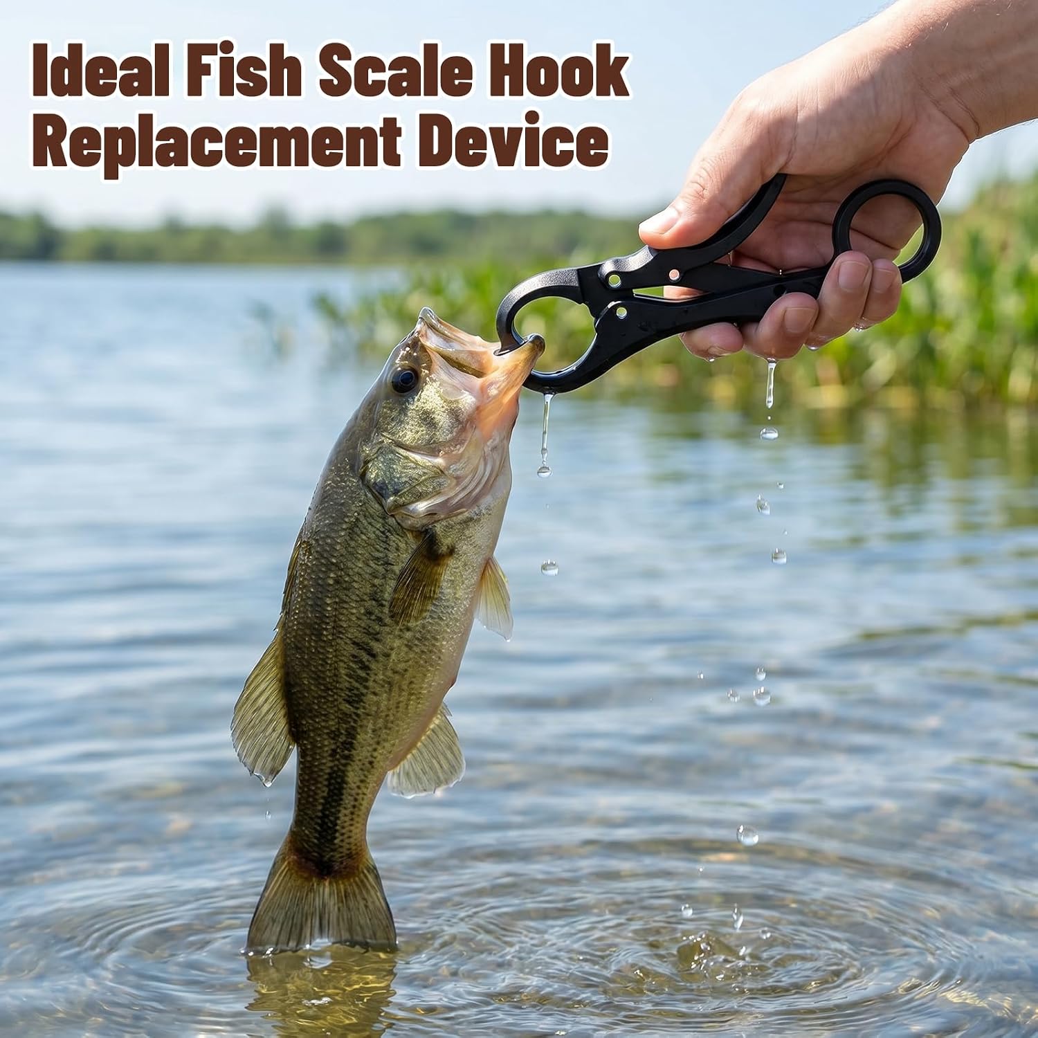 Xinjoduz 2 Pack 5.12" Fish Lip Gripper, Digital Fishing Scale Hook Non-Puncture Replacement Clamp Fish Grabber Tool for Cull Tag Tournament Bass Fishing Culling System Accessories, Black
