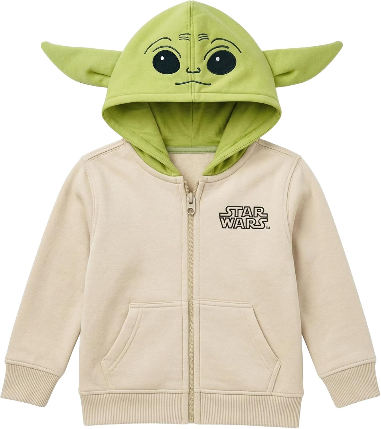 Star Wars Little Kids Hoodie - The Mandalorian Grogu Baby Yoda Zip-Up Sweatshirt, Costume Hoodie for Boys & Girls Ages 4-7