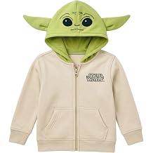 Star Wars Little Kids Hoodie - The Mandalorian Grogu Baby Yoda Zip-Up Sweatshirt, Costume Hoodie for Boys & Girls Ages 4-7