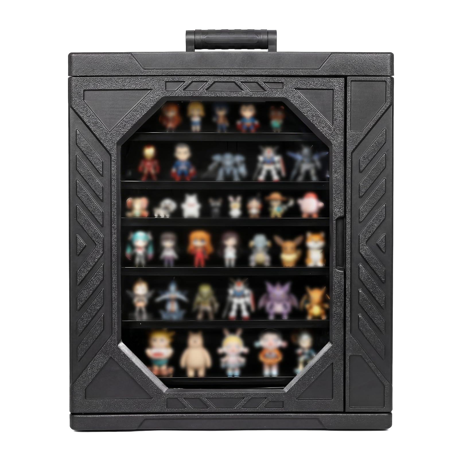 JoyCushy Miniatures Carry Case for Collectibles, Miniatures Storage Case with 6 Metal Trays & PE Frame, Transparent Display Miniature Transport Case for Tabletop Gaming & RPG Models (39x30x45cm)