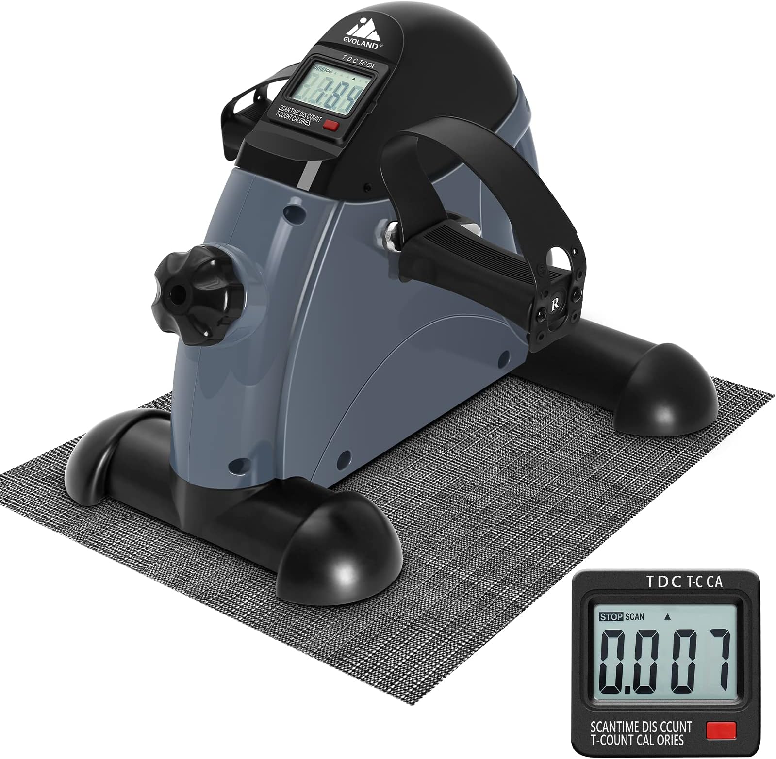 EVOLAND Under Desk Bike Pedal Exerciser Leg Pedal Machine with Handle LCD Display, Sit Down Exercise Equipment for Home and Office Fitness Training