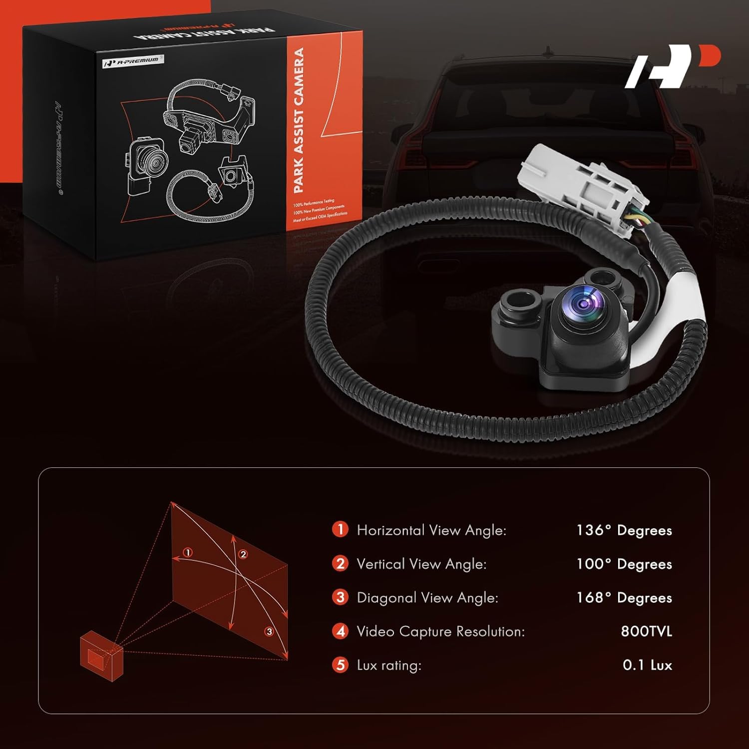 A-Premium Park Assist Camera Rear View Backup Reverse Camera Compatible with Select Chevrolet Models - 2009 2010 2011 2012 Traverse - Replace# 15926125