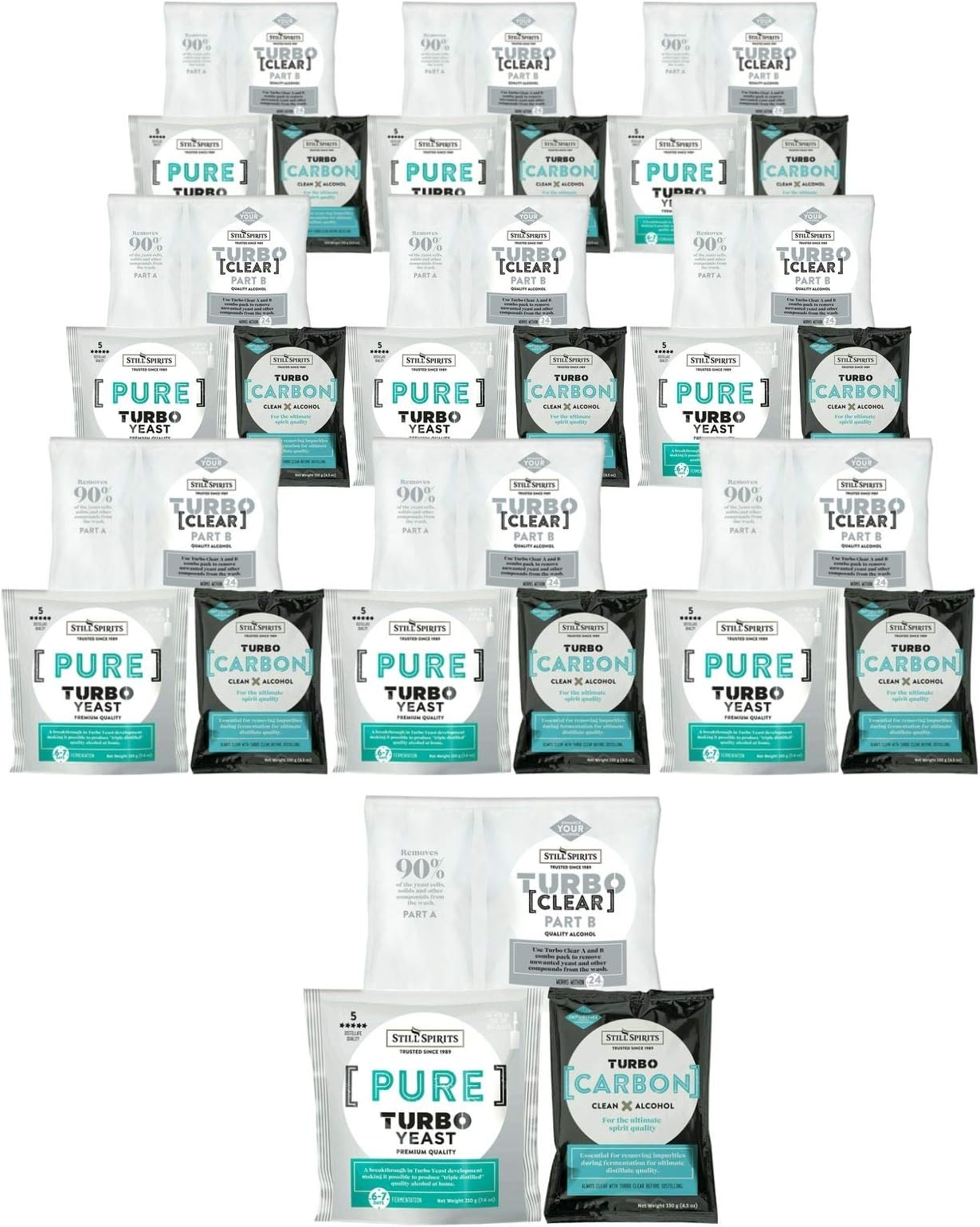 10x Still Spirits Pure Turbo Yeast, TurboClear, Liquid Carbon