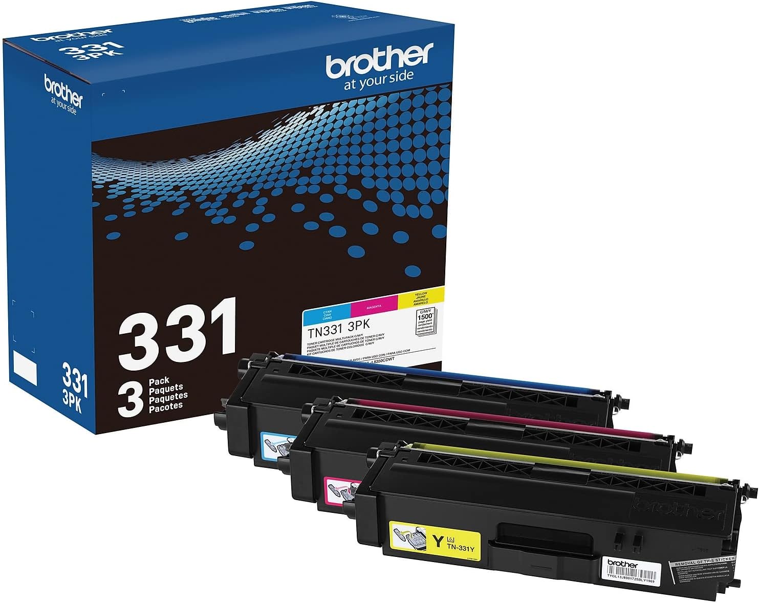 Brother Genuine Standard-Yield Color Toner Cartridge Three Pack TN331 3PK -Includes one Cartridge Each of Cyan, Magenta & Yellow Toner