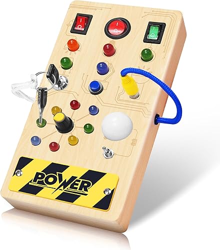 SHARKWOODS Tablero de actividades para niños pequeños, juguetes Montessori para niños de 1, 2, 3, 4 años, juguetes sensoriales de madera con