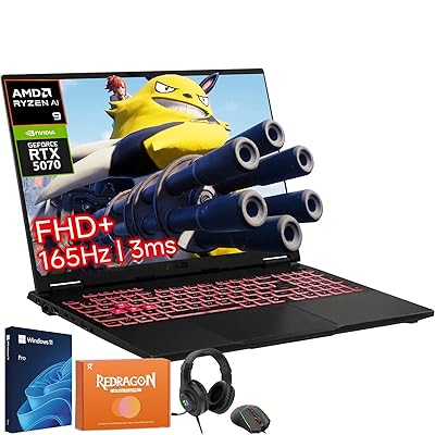 ASUS TUF A16 Gaming Laptop, AMD Ryzen 9 270 (Up to 5.2GHz), Ryzen AI NPU Up to 16 Tops, Geforce RTX 5070, 16" FHD+ 165Hz, 32GB DDR5 5600MHz, 1TB SSD, WiFi 6E, Backlit KB, Win11 Pro, W/REDRAGON Bundle