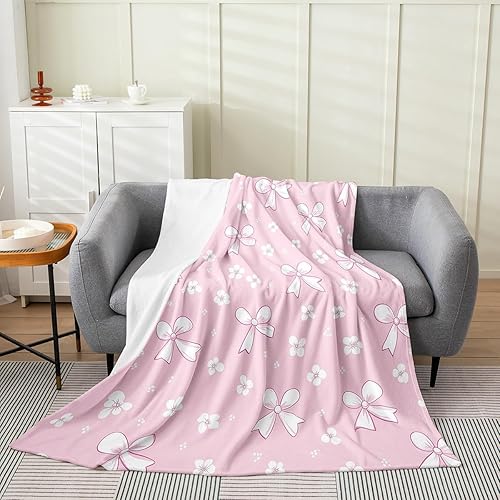 Miniatura 29 de Erosebridal Manta de franela con diseño de corazón de amor para niñas, 40 x 50 pulgadas, manta de vellón con lazo de princesa femenina para niños