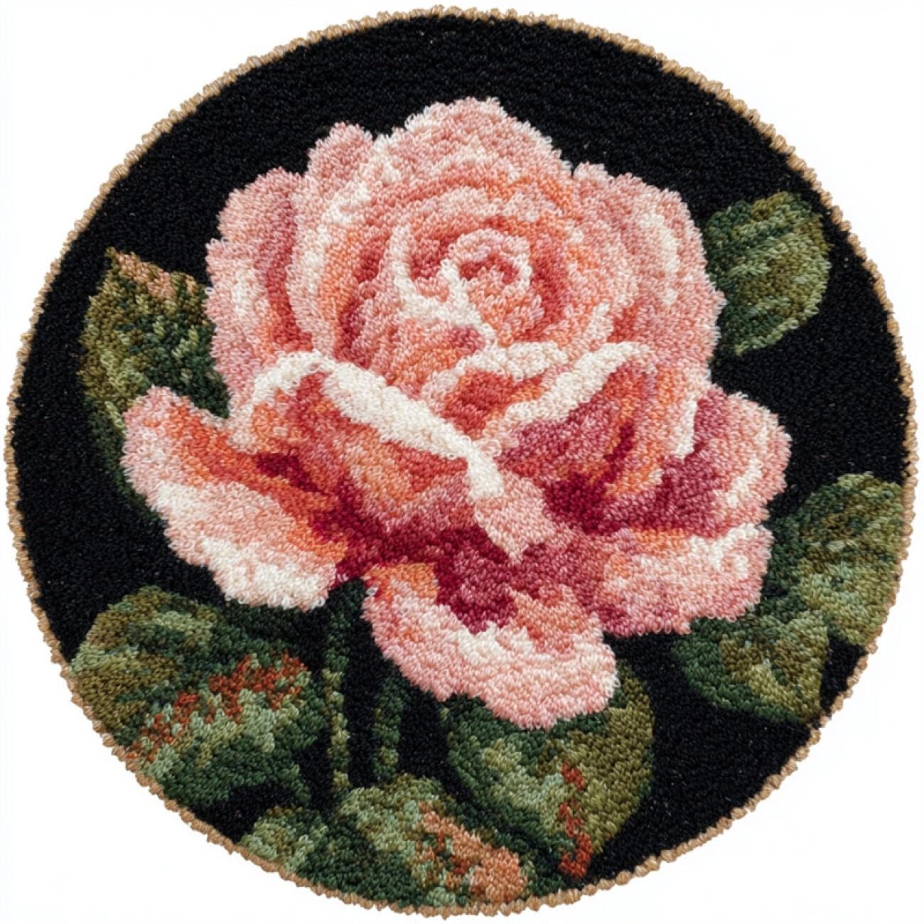 Kitquiver Latch Hook Rug Kits Pink Roses 60x60cm