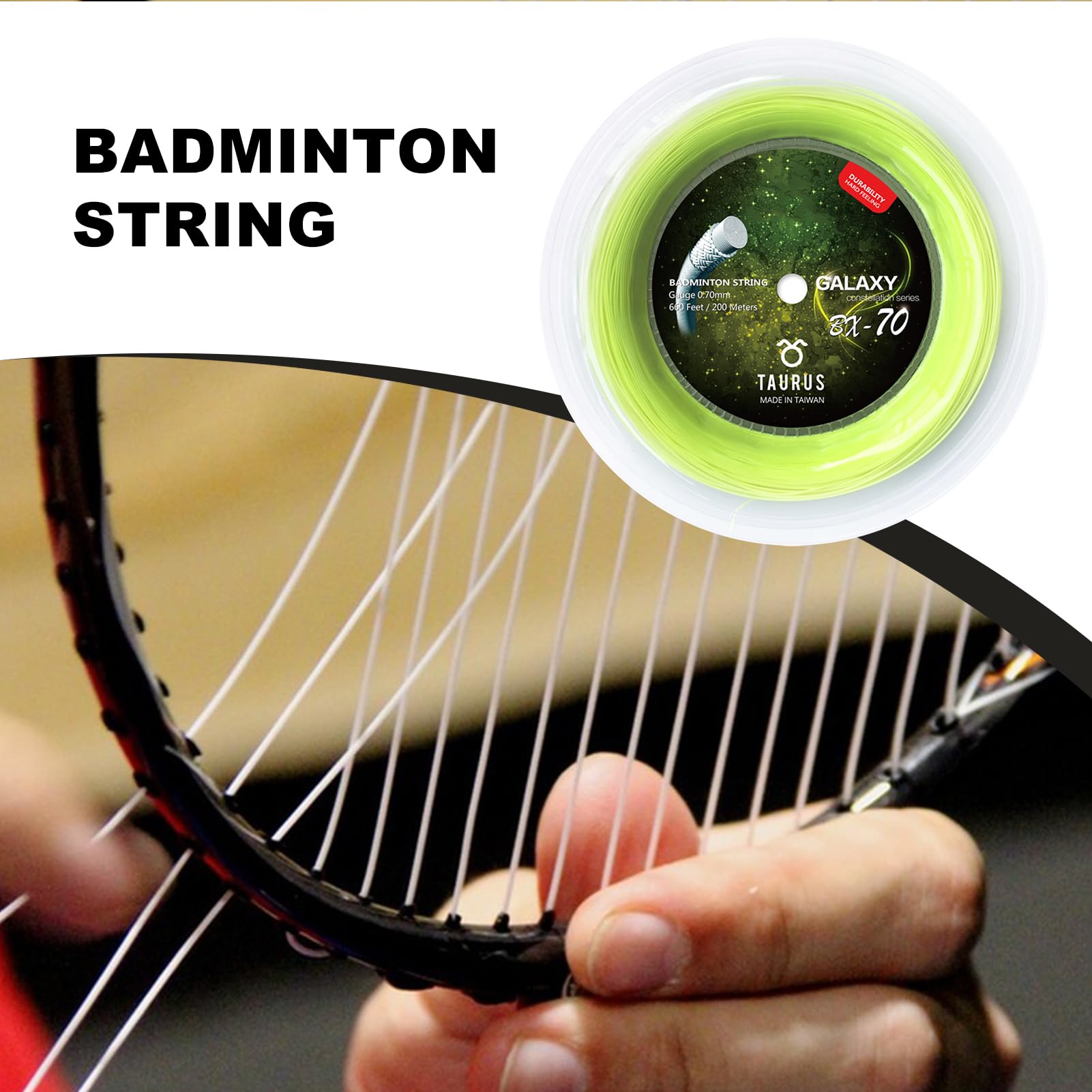 Genérico Corda per racchetta da badminton | Cordino da allenamento per racchette da badminton | Filo pratico ad alta elasticità 200 m per principianti e dilettanti