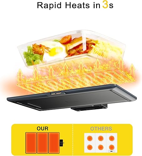 Miniatura 9 de Bandejas de calentamiento para fiestas de buffets, calentadores eléctricos apilables para fiestas, bufé, tapete de calentamiento de vidrio templado