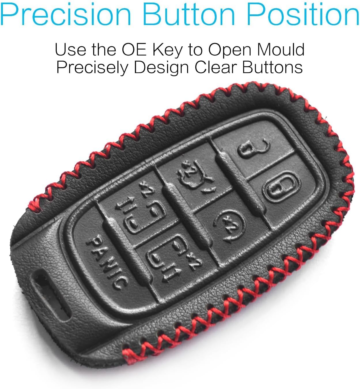 MECHCOS Compatible with Chrysler Voyager Pacifica 7 Buttons Leather Case Key Fob Cover Keyless Remote Start Control Holder Protector (Pack of 2)