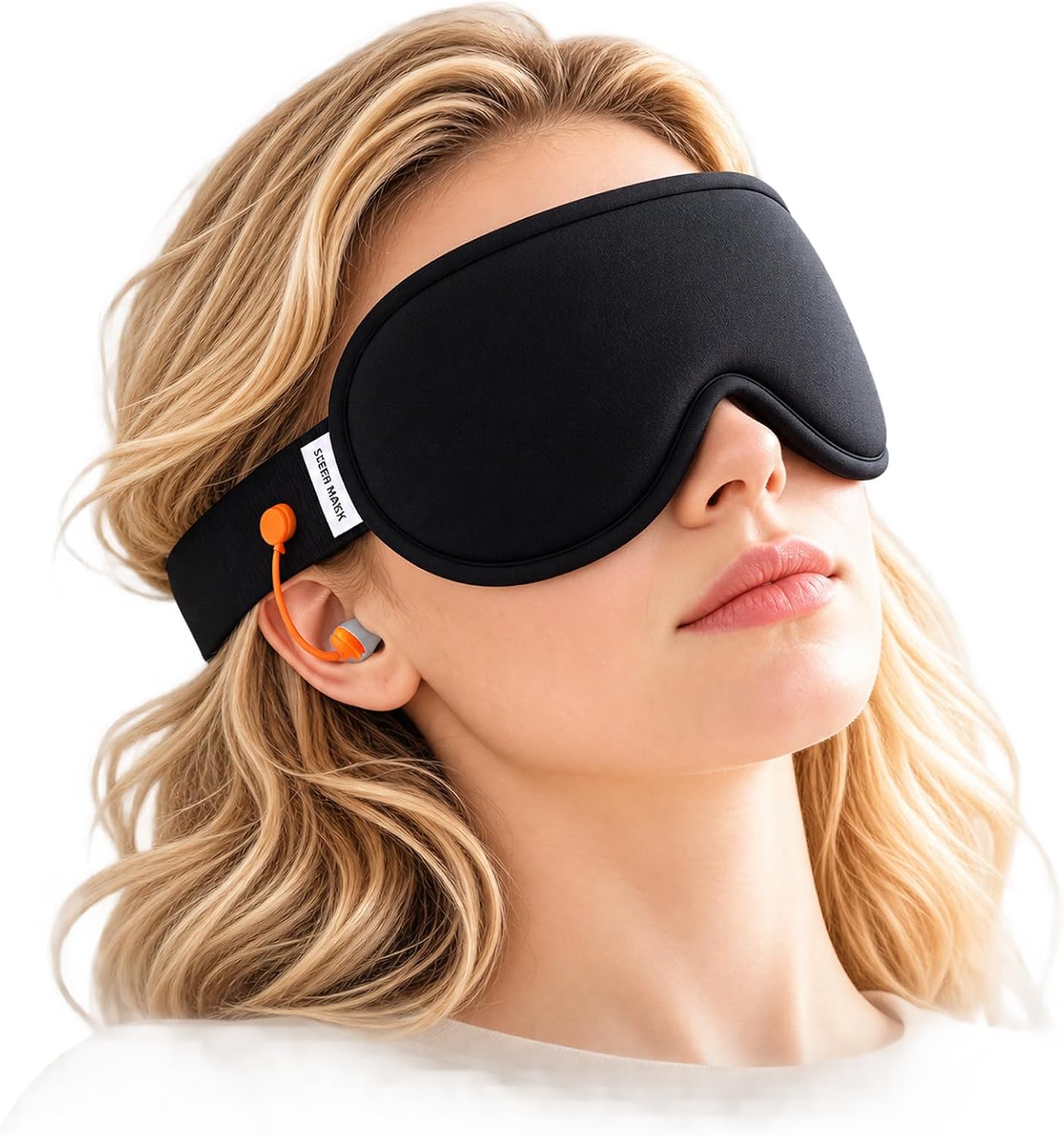 Sleep Mask for Men and Women, 3D Blackout Eye Mask with Soft Reusable Earplugs, Zero Pressure, Breathable, Side Sleeper & Eyelash Friendly for Travel, Airplane & Office Nap