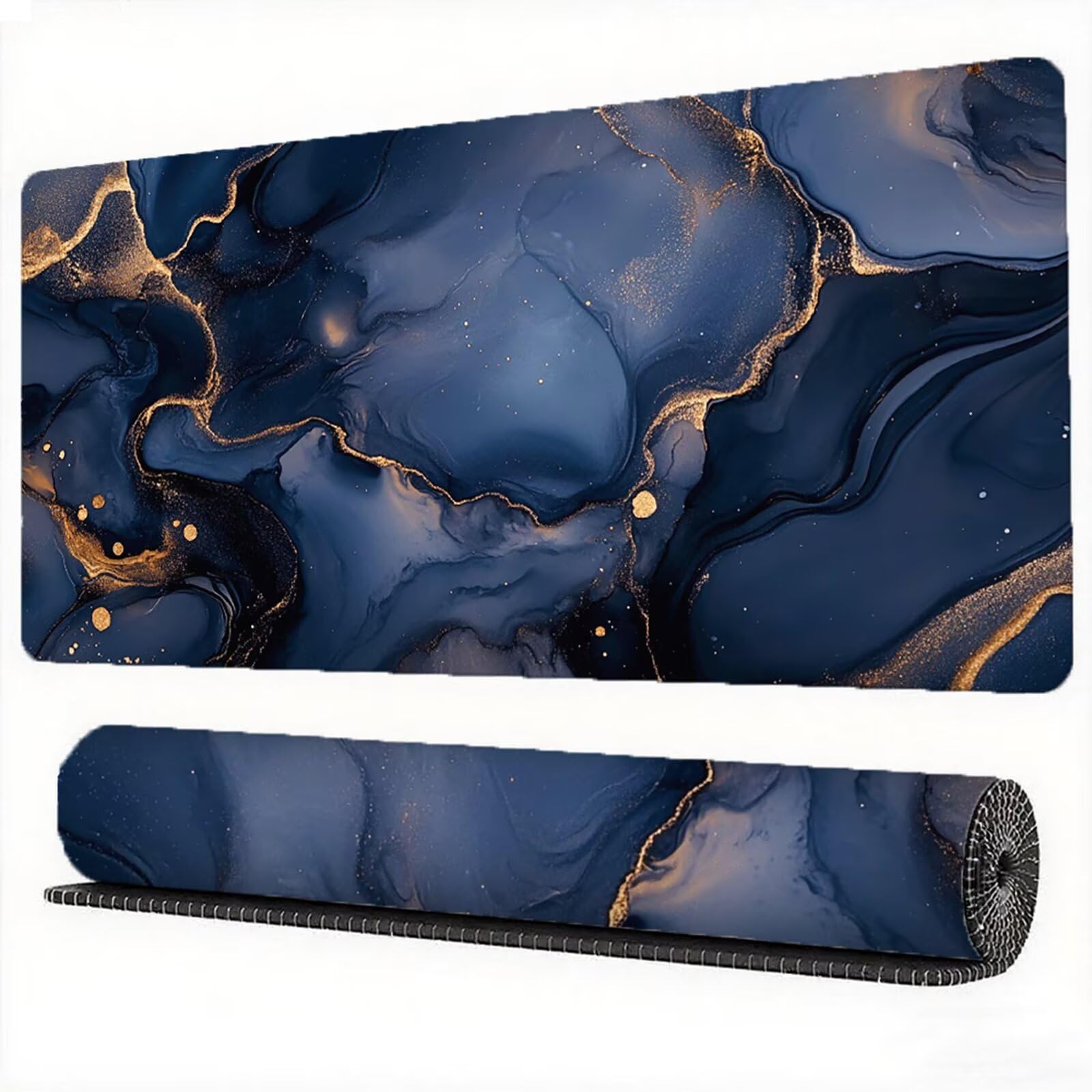Niebieska podkładka pod mysz 1600 x 800 mm marmurowa podkładka pod mysz duża japońska podkładka pod mysz antypoślizgowa gumowa powierzchnia szwy na krawędziach mata biurkowa do komputera domowego
