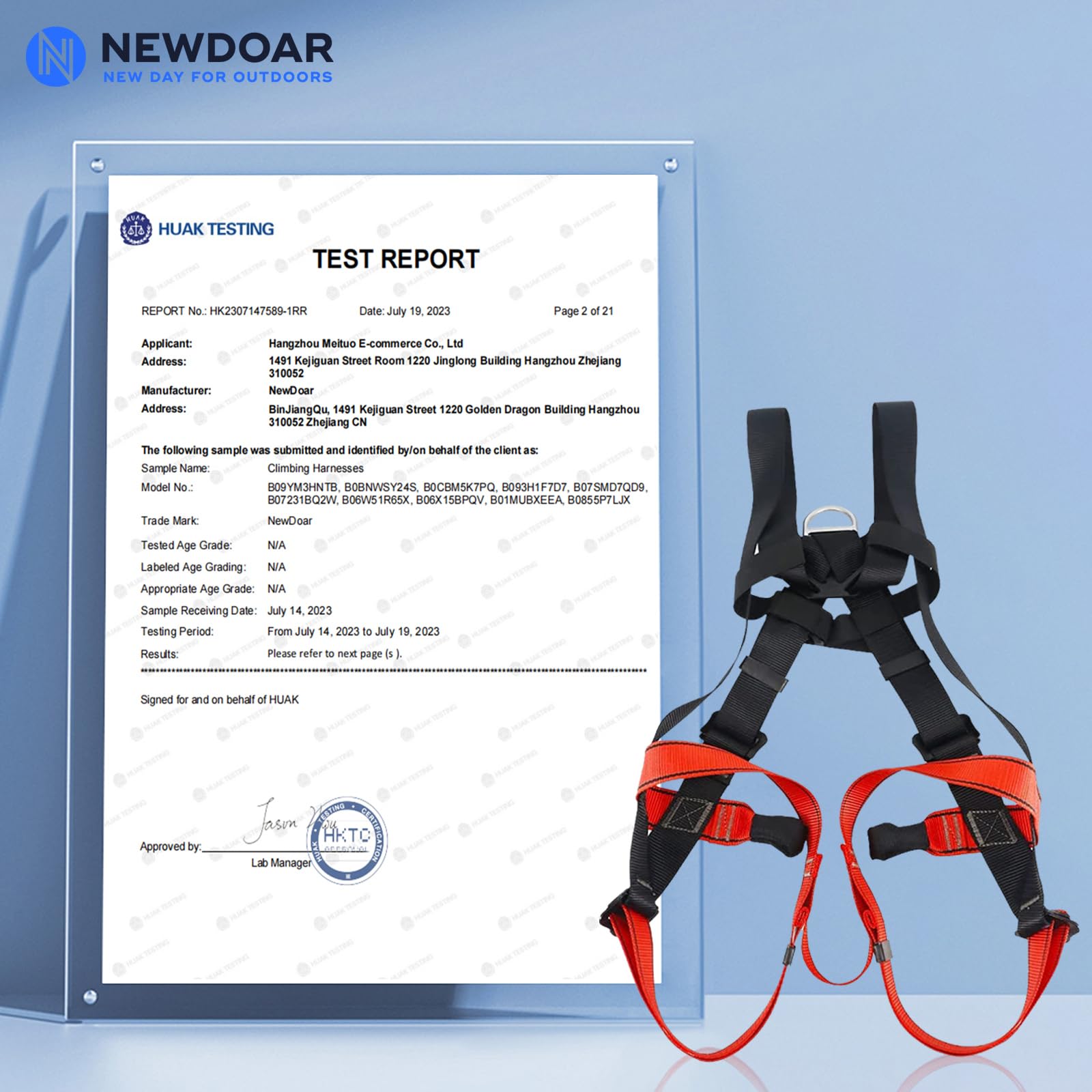 NewDoar Imbracatura arrampicata Certificazione CE Arrampicata Attrezzatura Rappelling Full Body Harness Guard Proteggere Rappelling Salvataggio Attrezzature
