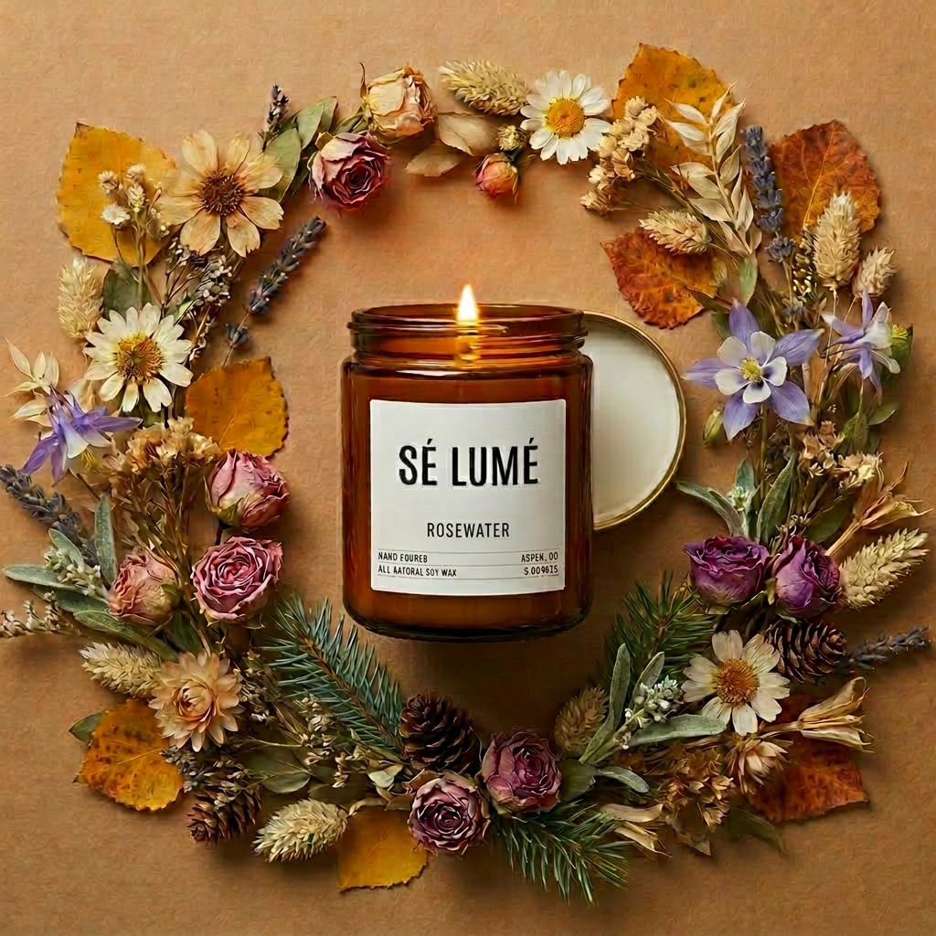 Rosewater, candela profumata in cera di soia, candela per aromaterapia, petali di rosa, agrumi e fiori, bruciatura pulita, 40-50 ore, realizzata a mano, piccola candela, decorazione per la