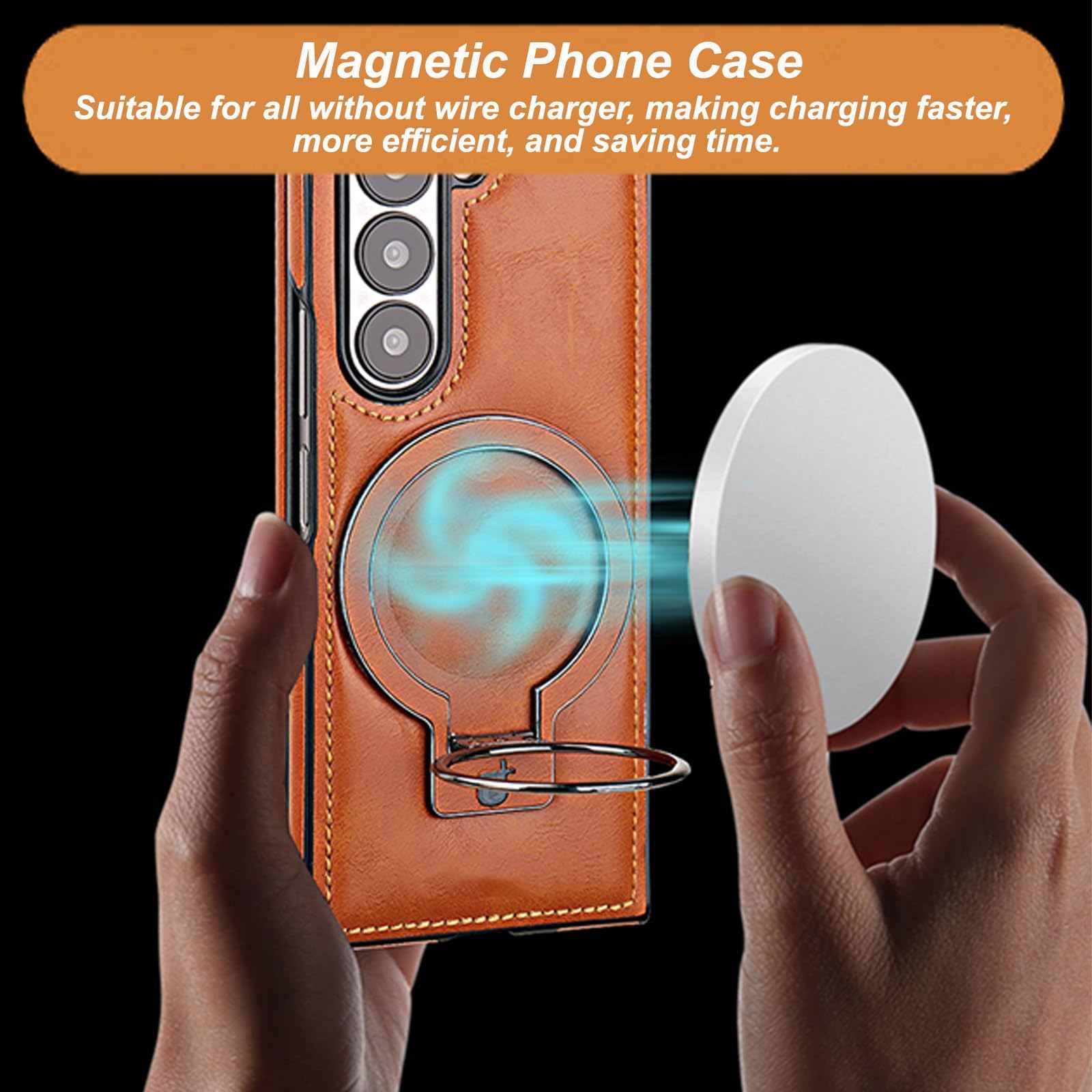 Sentiment Value Leather Phone Case, Sentimentvalue Luxurious Magnetic for Samsung Galaxy S25/S24/S23, Business Anti-Fall Bracket Protective Case (Dark Brown,S25Ultra)