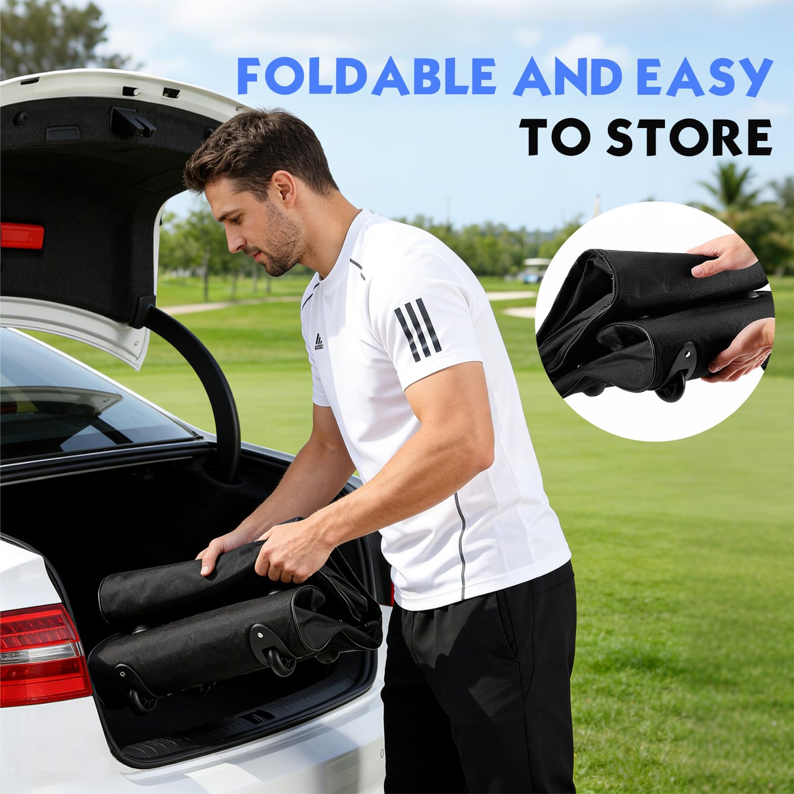 Sac de Voyage Golf avec Roues 128x38x23cm Oxford 900D Pliable Résistant à l'Eau Noir