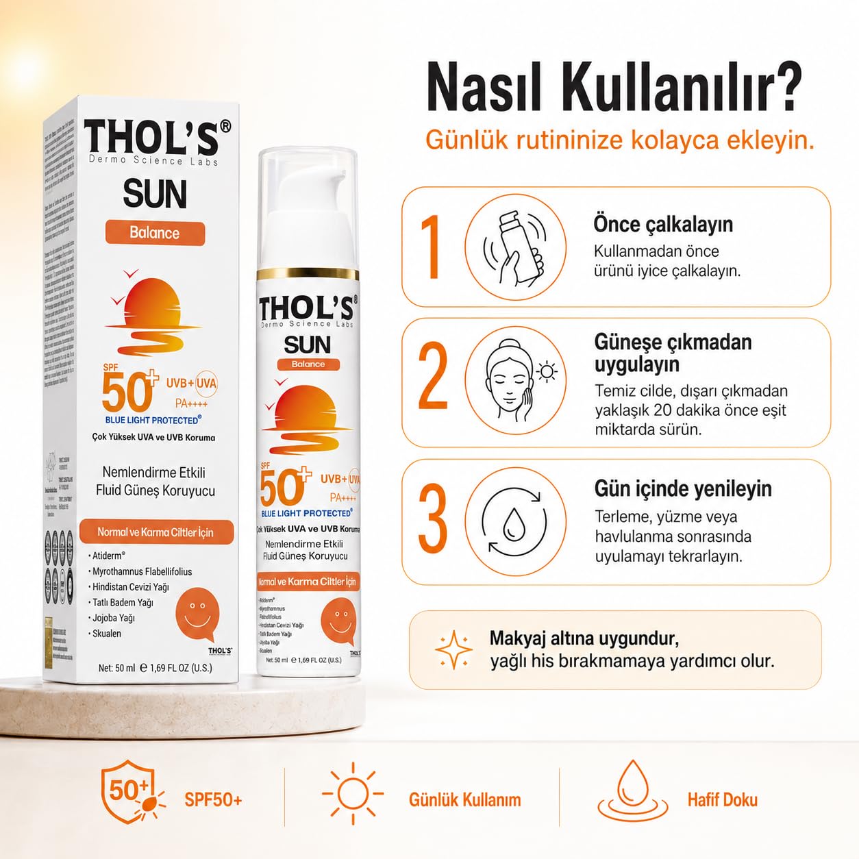 THOL’S Sun Balance Nemlendirme Etkili Fluid Güneş Koruyucu SPF50+ 50 ml