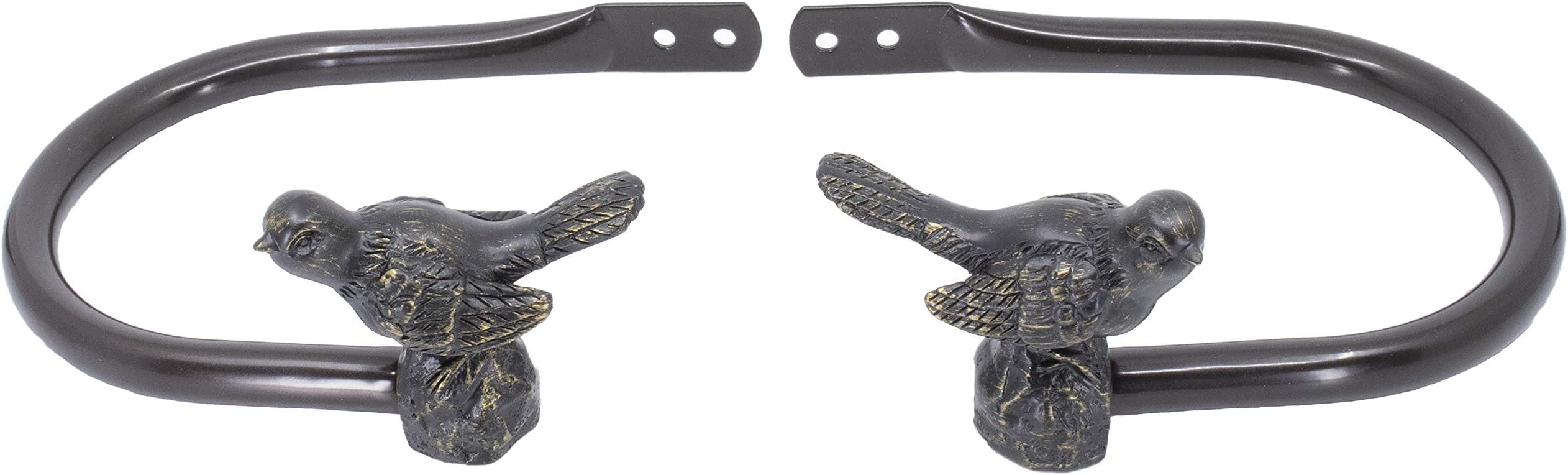 Meriville Set of 2 Decorative Bird Window Curtain Holdbacks for Draperies, Oil-Rubbed Bronze
