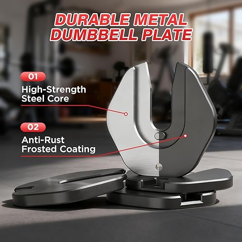 Vista 6 de Adjustable Dumbbells Set of 2, Durable Weights Dumbbells Set, 10 in 115 in1 Weights Set with Anti-Slip Grip, Fast Adjust Gym Equipment Space Saving