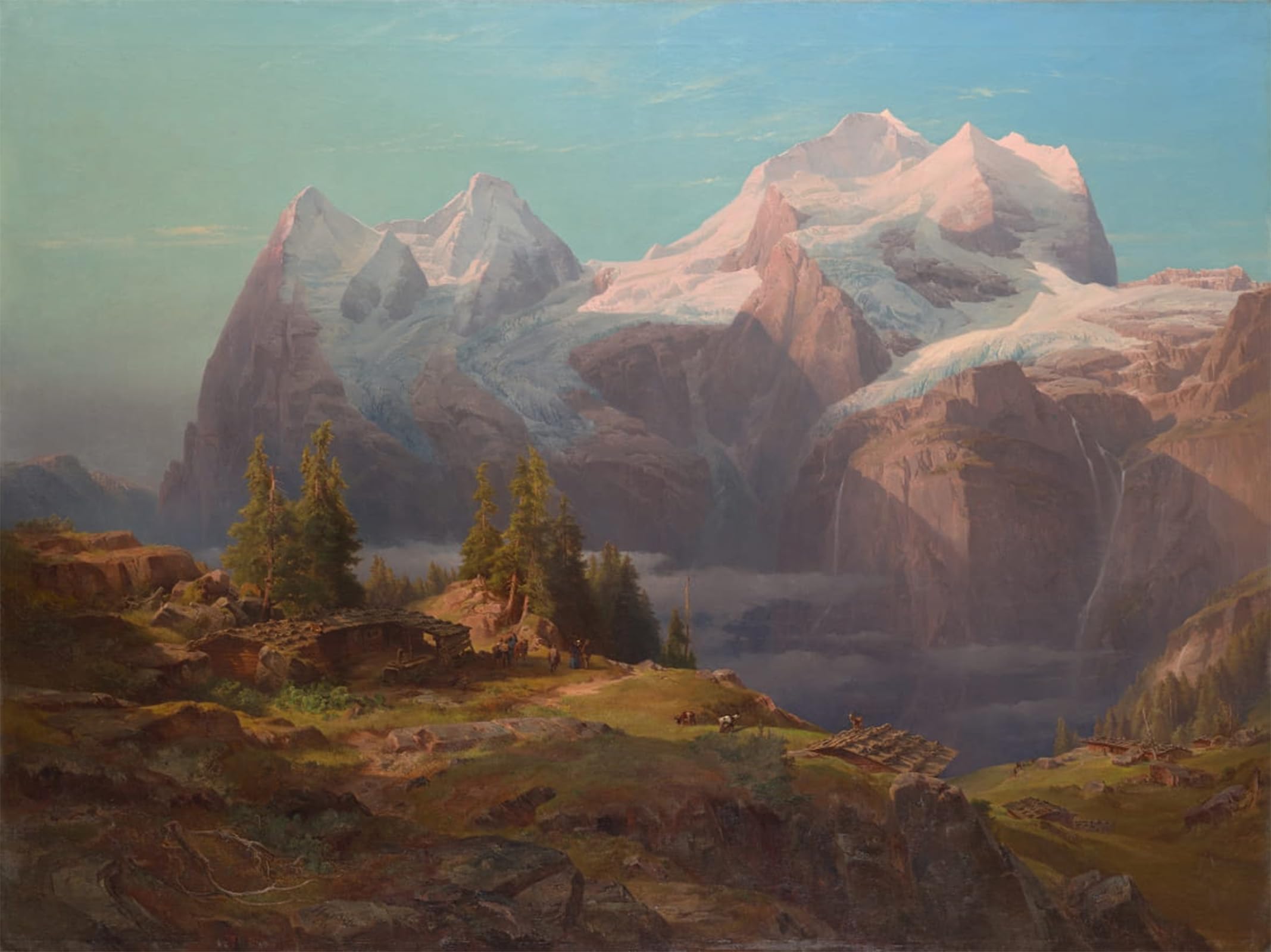 POSTERIIk Famous Modern Artwork Art Mural Wengeralpe in the Bernese Oberland by Anton Hansch Oil Paintings Pictures for Home Decor 60x90cm