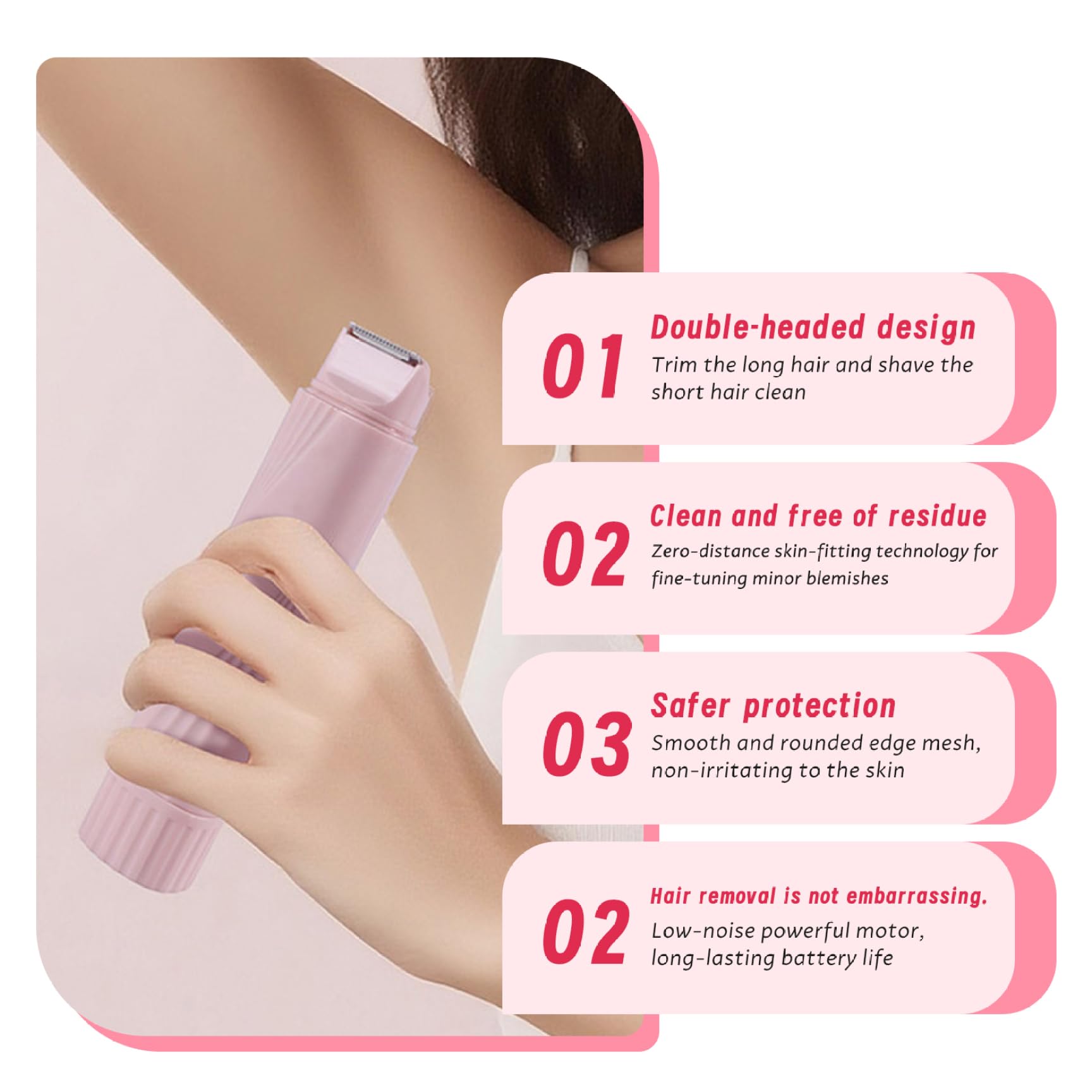 Tondeuse de bikini électrique pour femme 2 en 1 pour femme - Rasoir électrique lavable à double tête - Tondeuse de bikini portable rechargeable pour jambes, bras, corps pubien