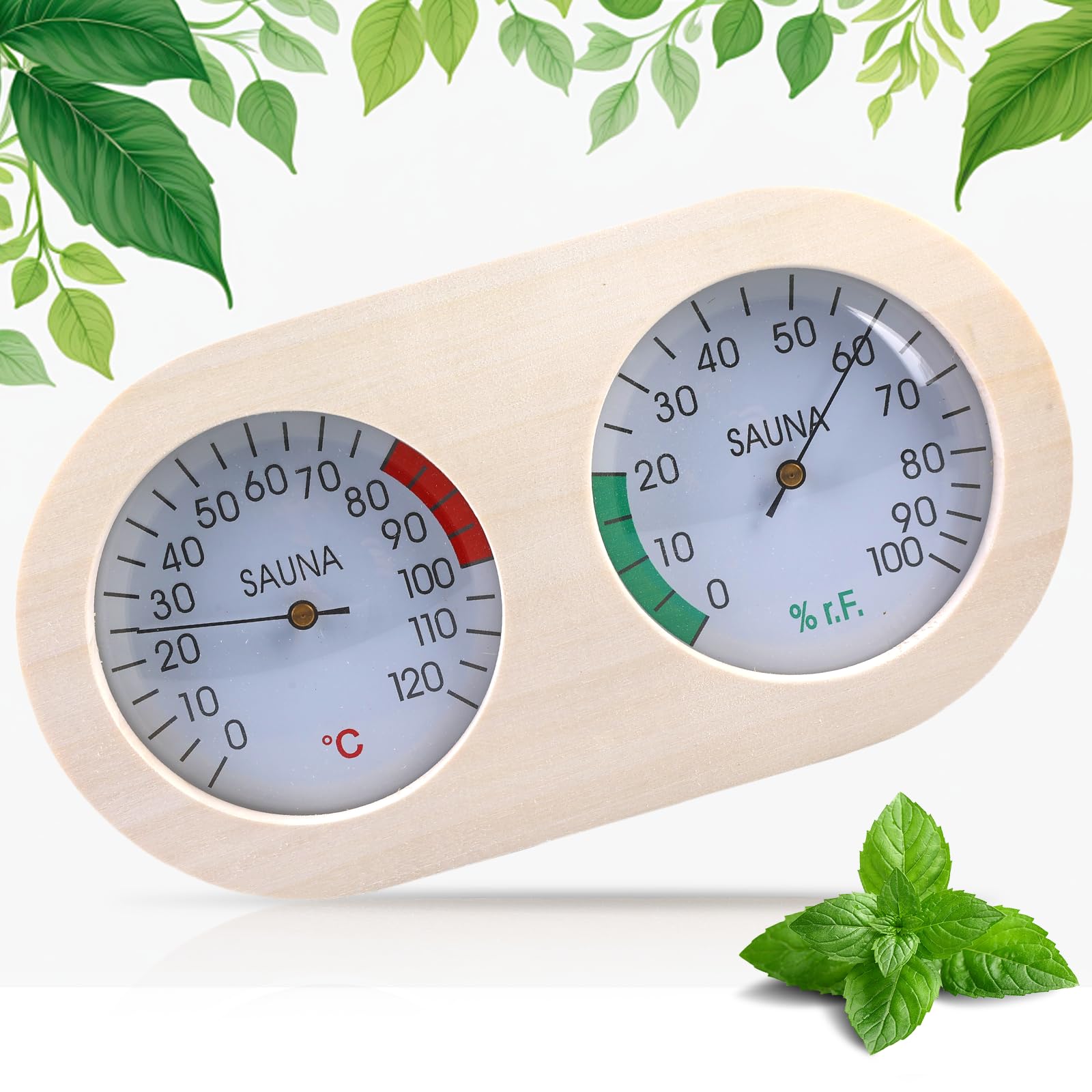 Madera Termohigrómetro de Sauna: Higrotermógrafo de Madera para Sauna 2 en 1, Termómetro e Higrómetro para Sauna, Sauna Accesorios para Sala de Vapor, Escala Precisa para Sala de Vapor