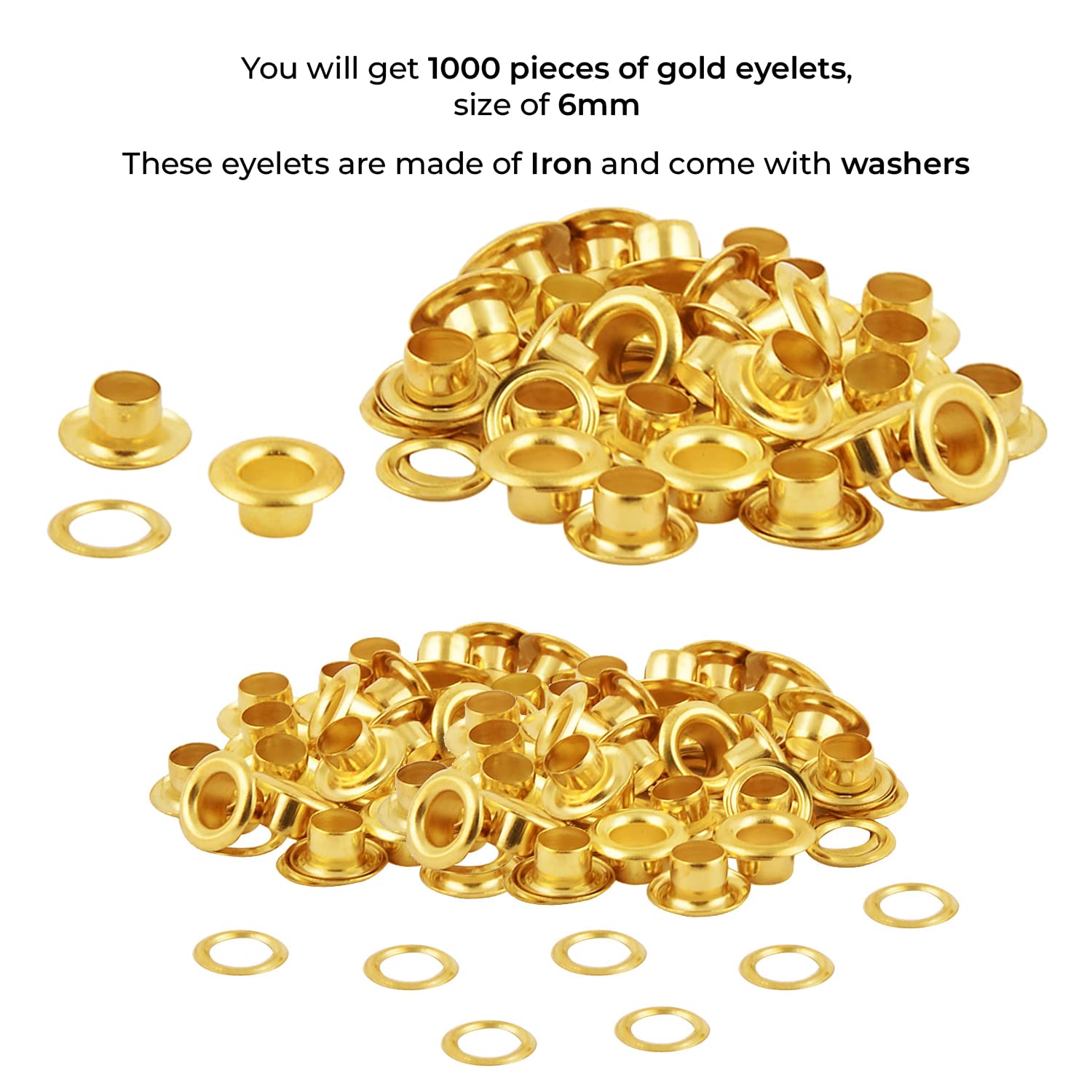 Przycinanie do sklepu Grommet Punch Machine, 6 mm matryce oczkowe i 1000 szt. złote oczka zestaw do rzemiosła skórzanego, odzieży, torby, paski, sztuki i rękodzieła